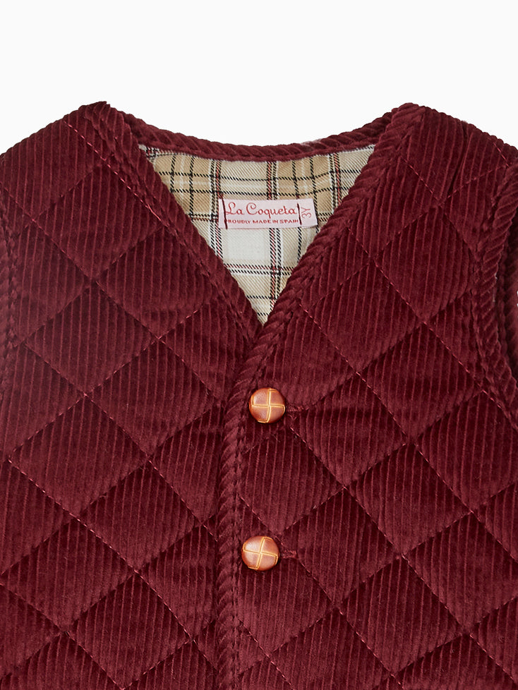 Burgundy Caza Kids Sleeveless Jacket