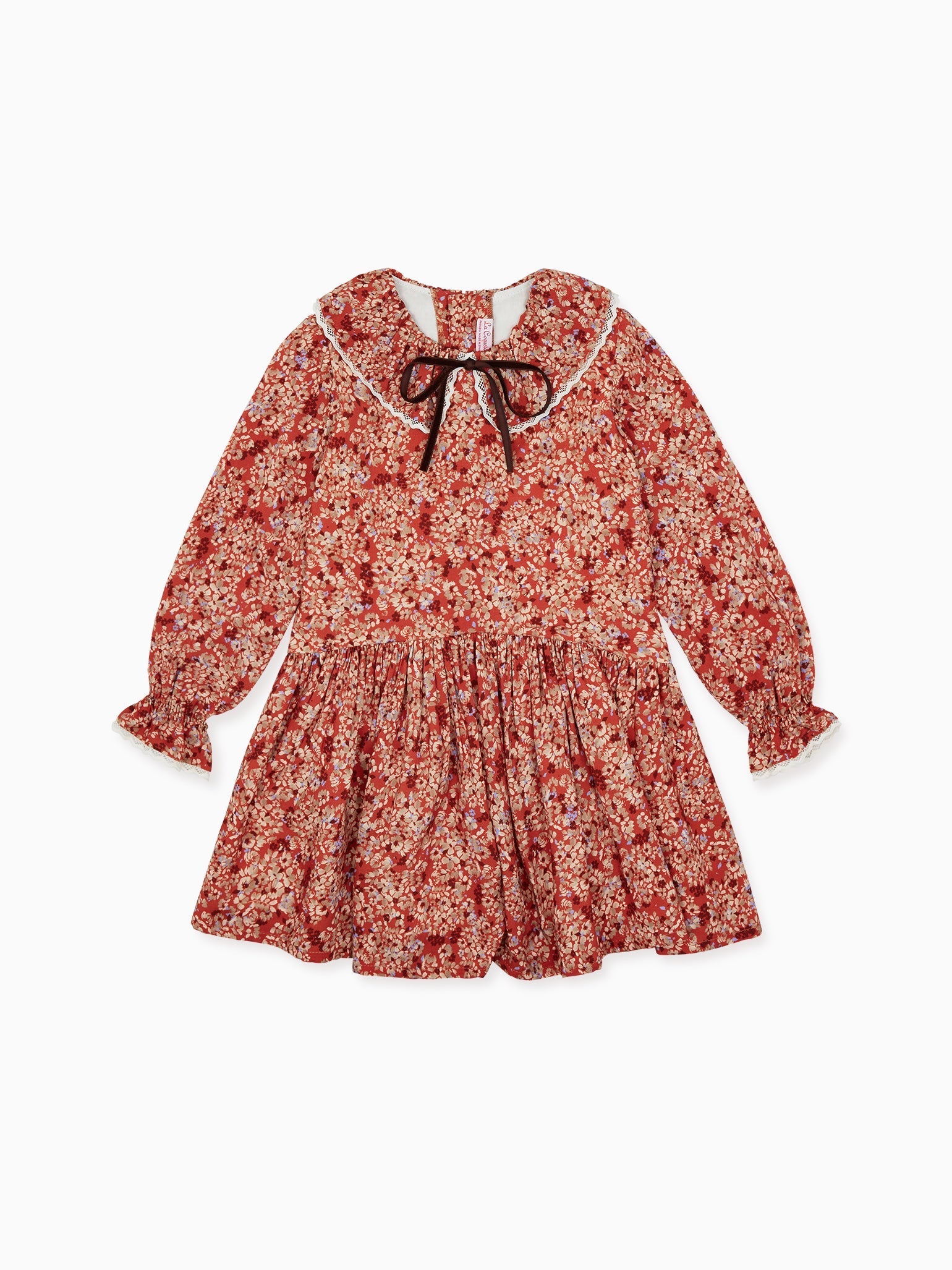 Terracotta Floral Chloe Girl Drop Waist Dress