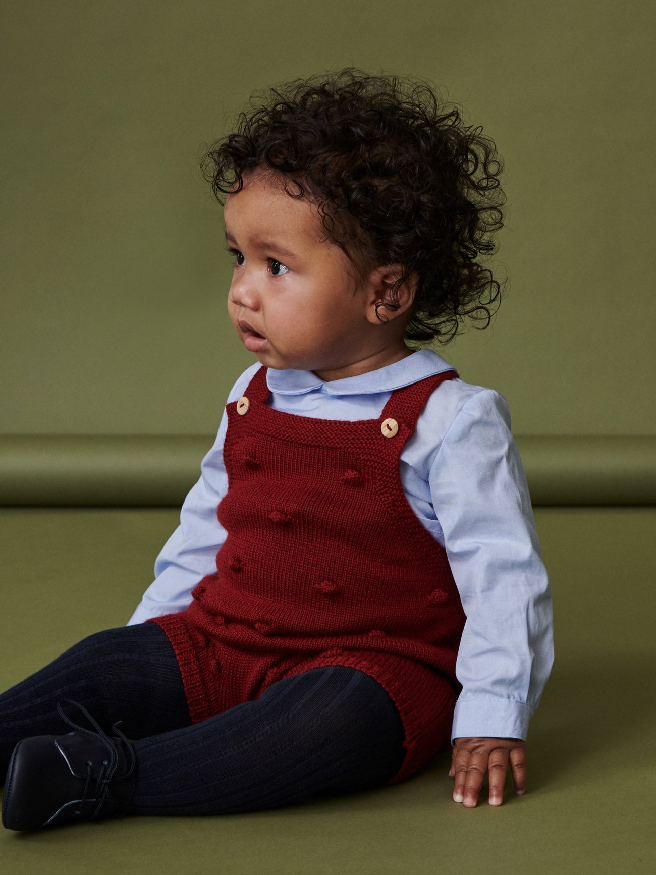 Burgundy Dima Merino Baby Dungarees