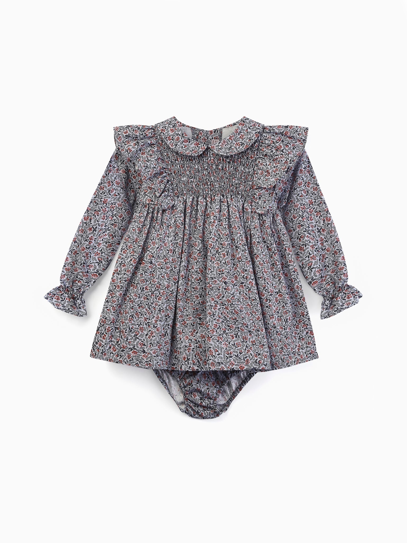 Blue Floral Eloisa Baby Smock Set