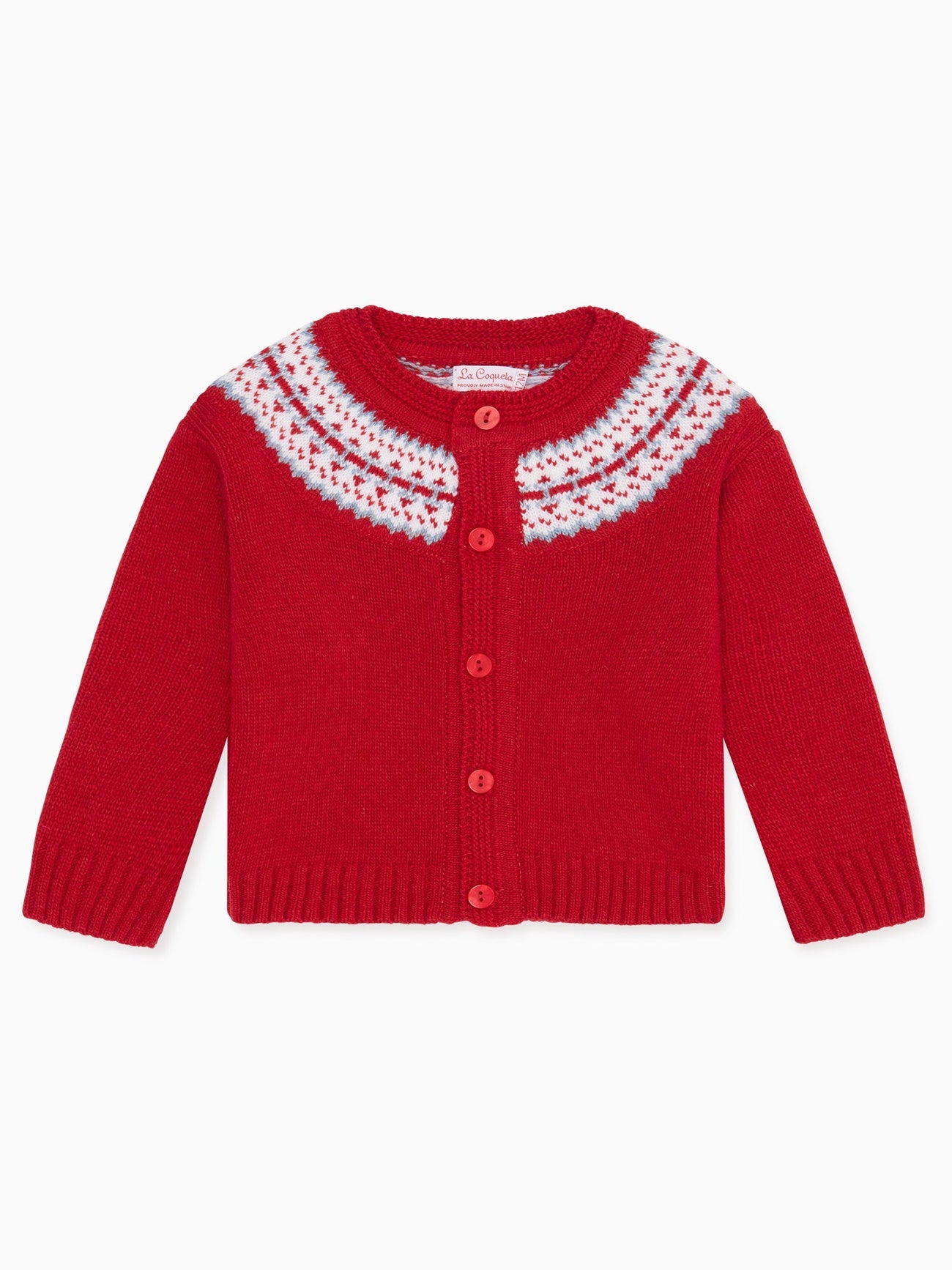 Red Fairisle Baby Cardigan