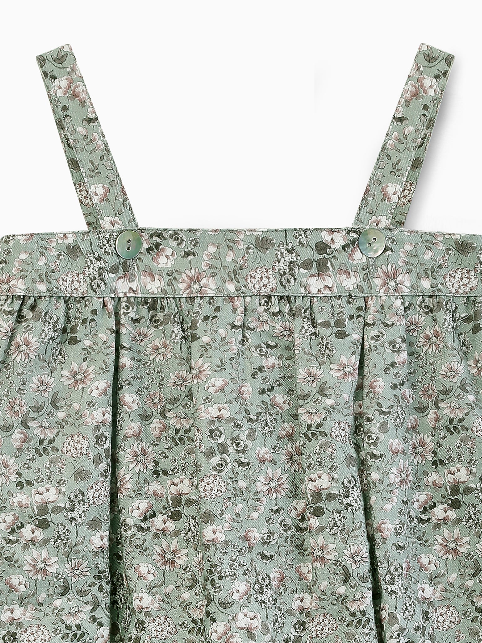 Green Floral Filada Baby Romper Dungarees