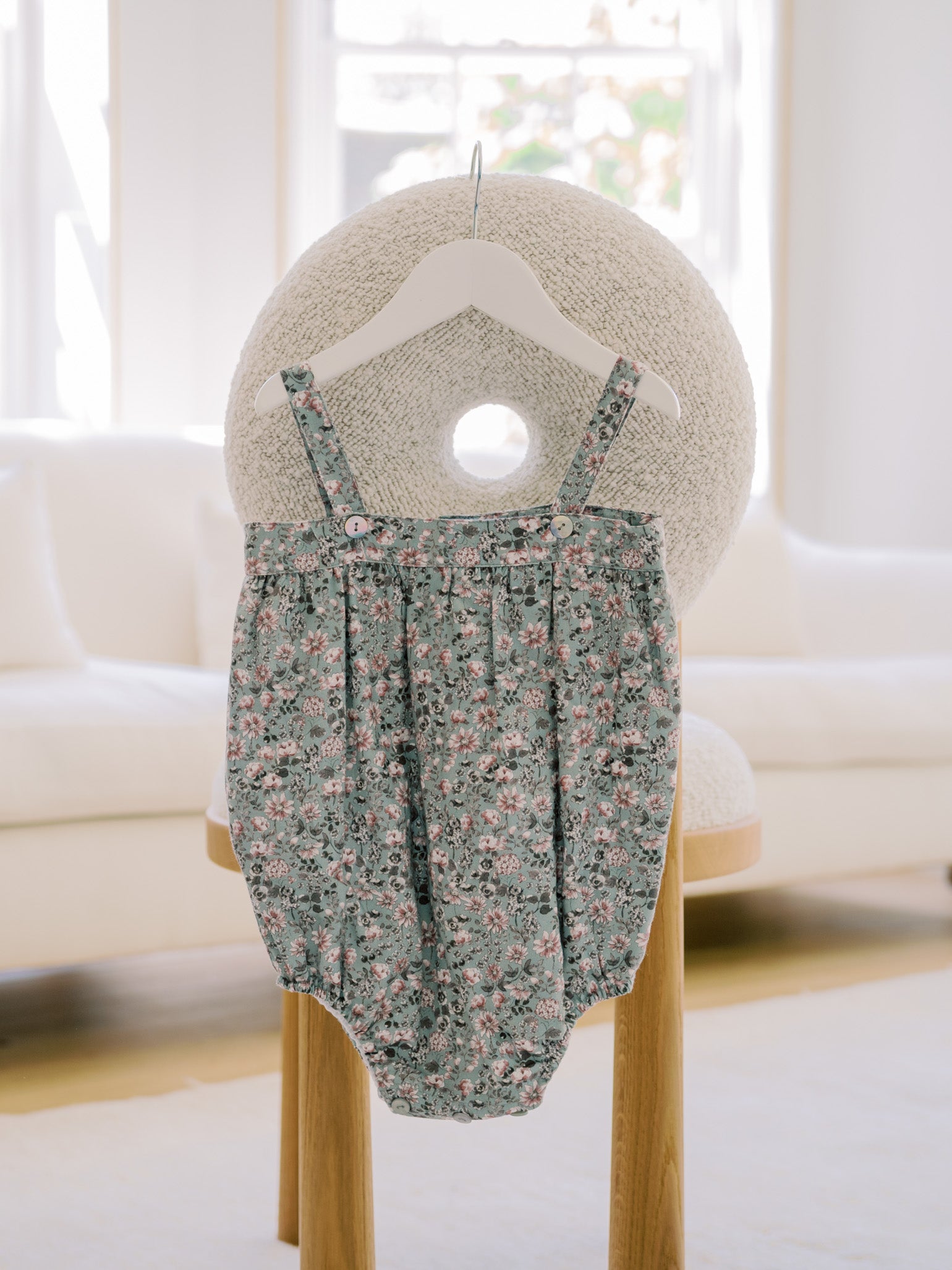 Green Floral Filada Baby Romper Dungarees