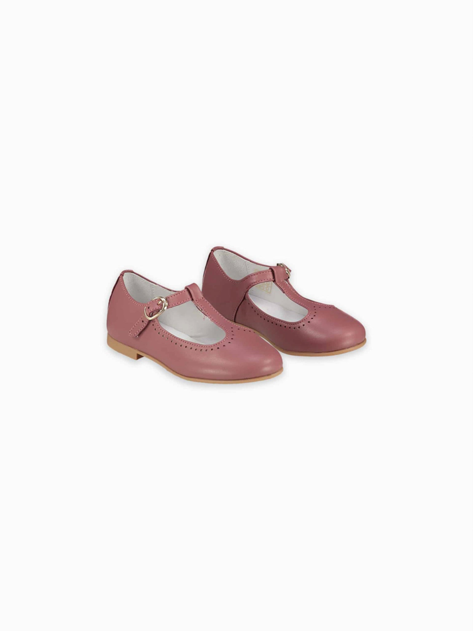 Dusty Pink Leather Girl T-Bar Shoes