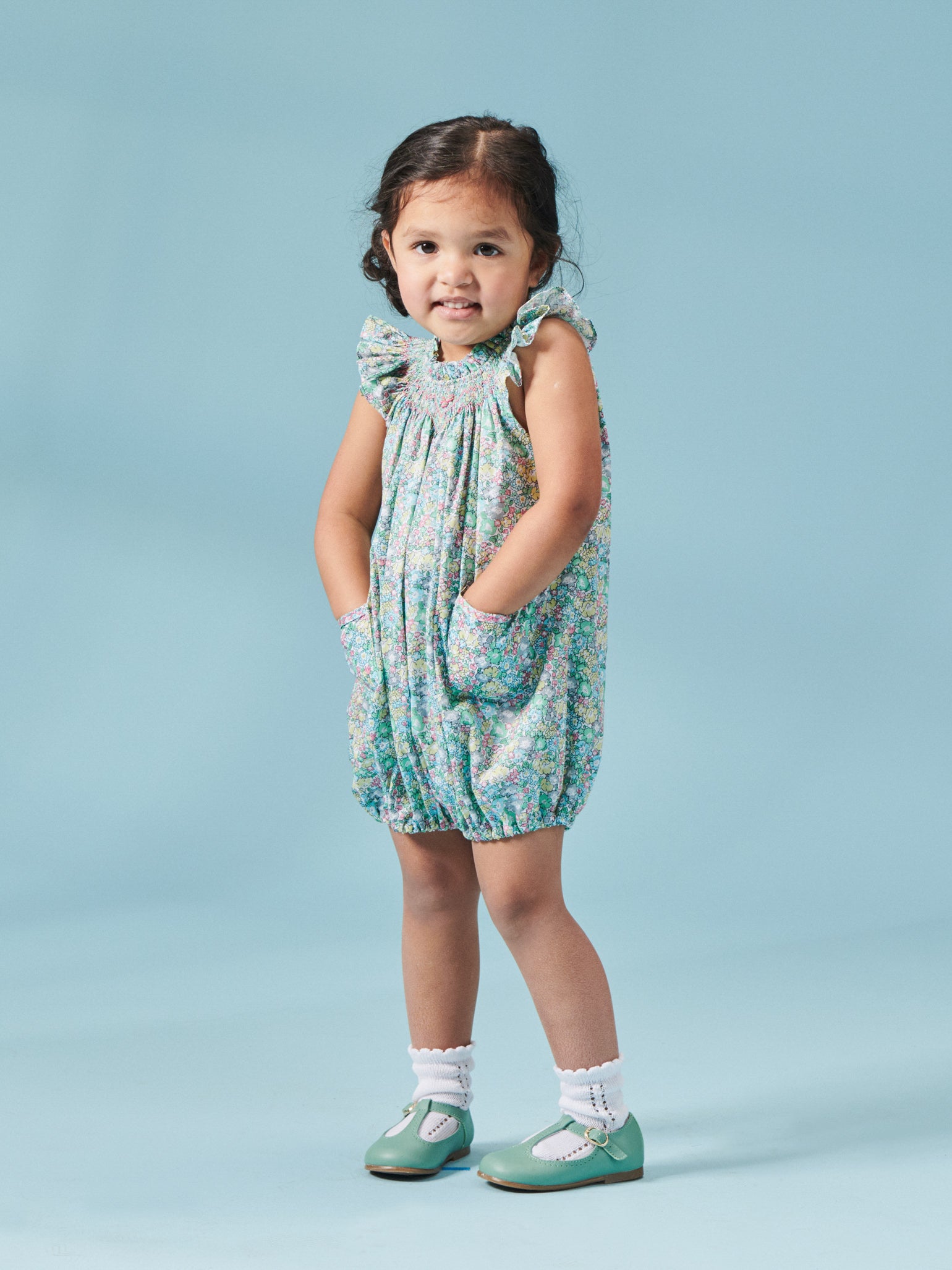 Multi Gardenia Smock Baby Romper