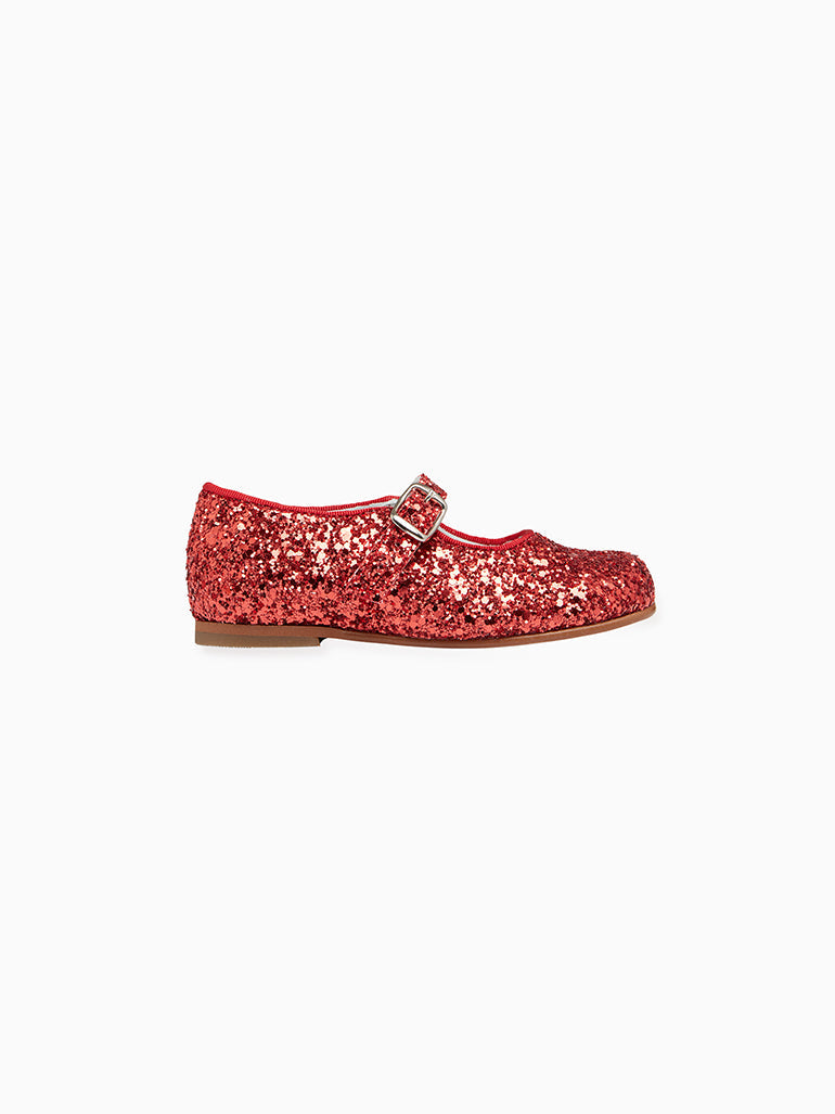 Red Glitter Girl Mary Jane Shoes