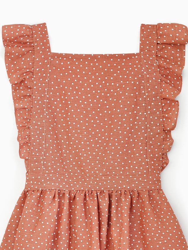 Terracotta Polka Dots Hebe Girl Skirt