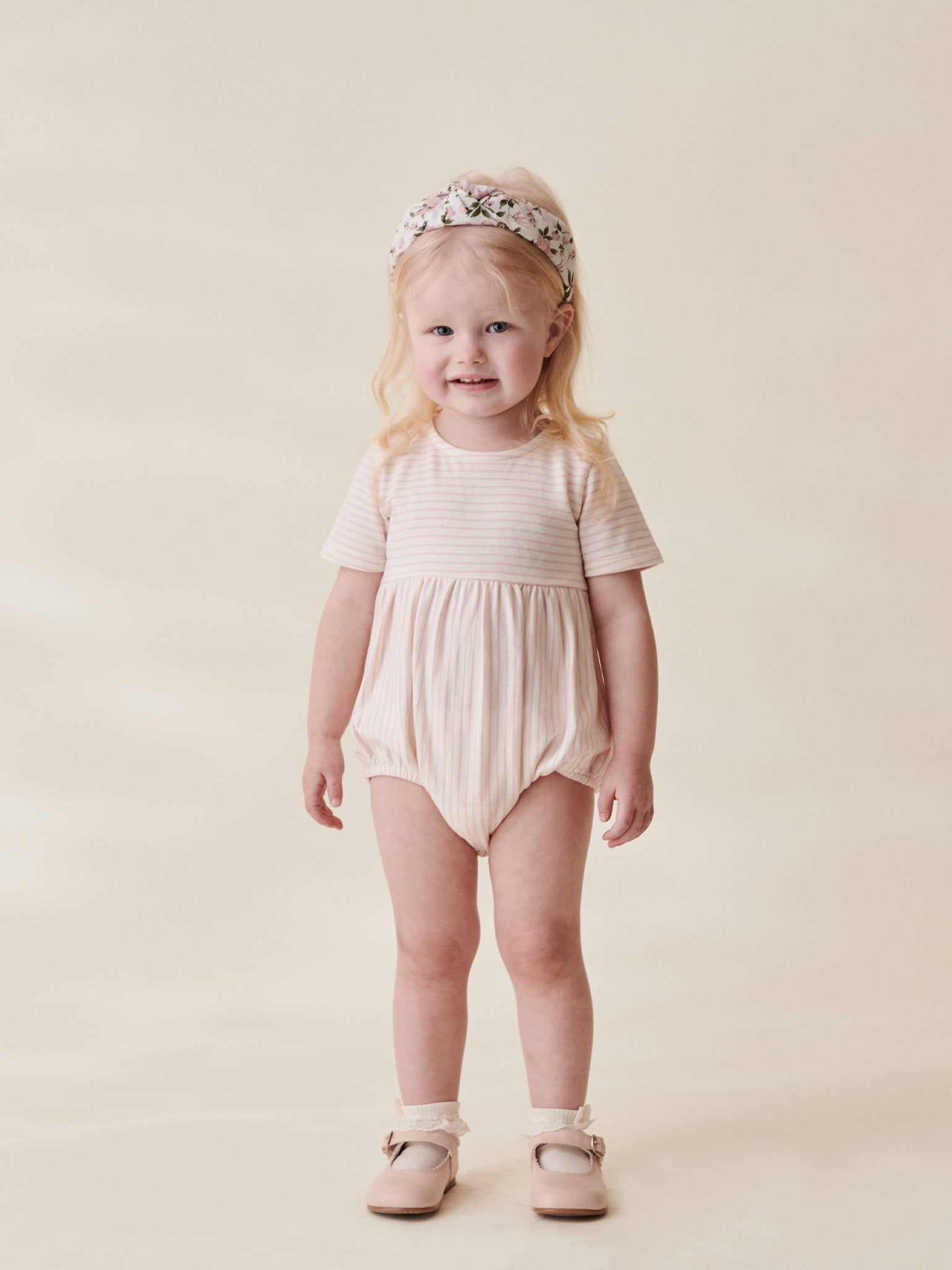 Dusty Pink Stripe Joanna Baby Girl Romper