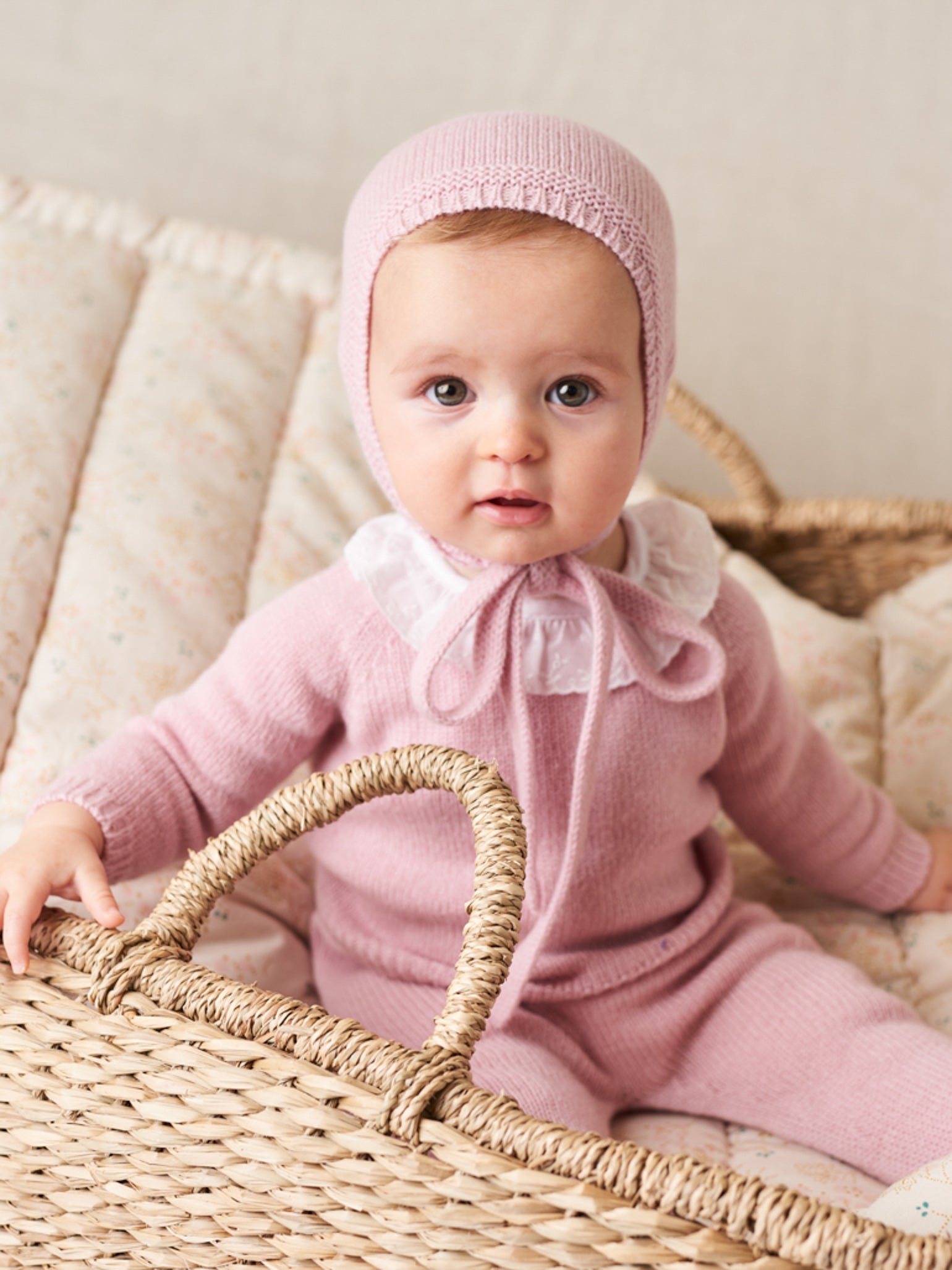 Dusty Pink Bigal Cashmere Baby Girl Bonnet