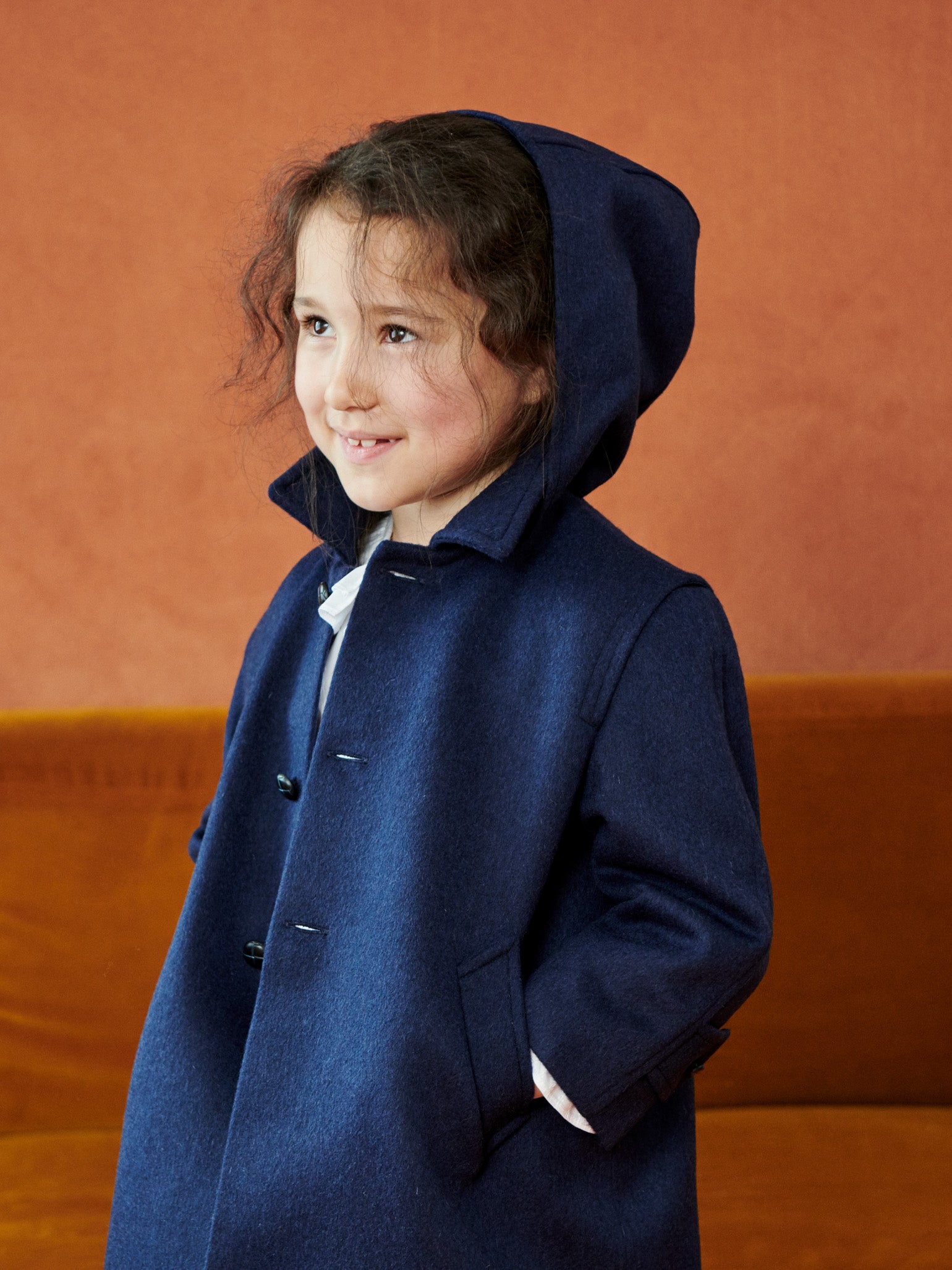 Navy Loden Kids Wool Coat