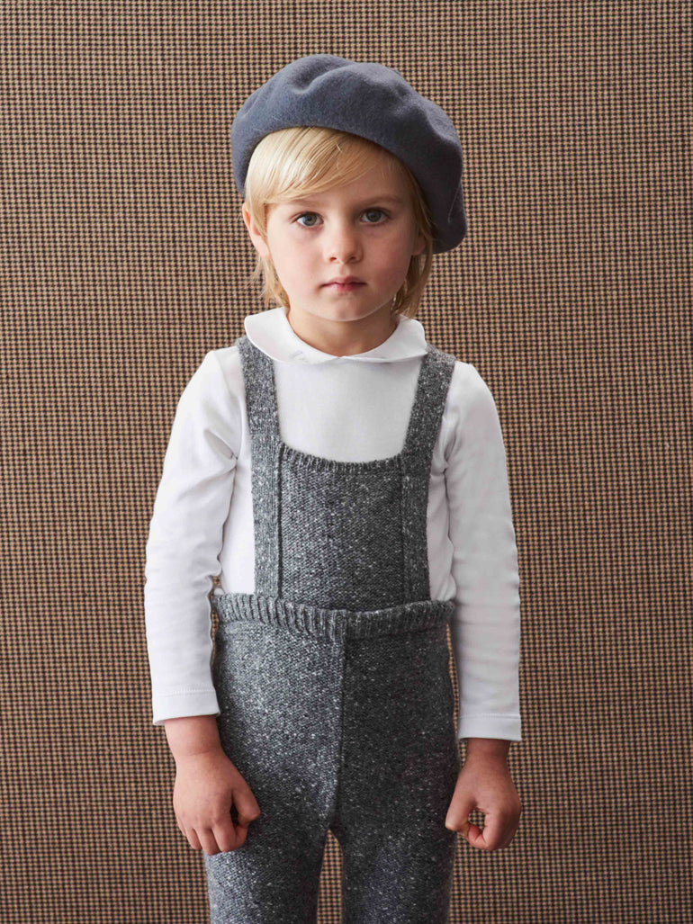 Grey Melange Mina Baby Knitted Dungarees