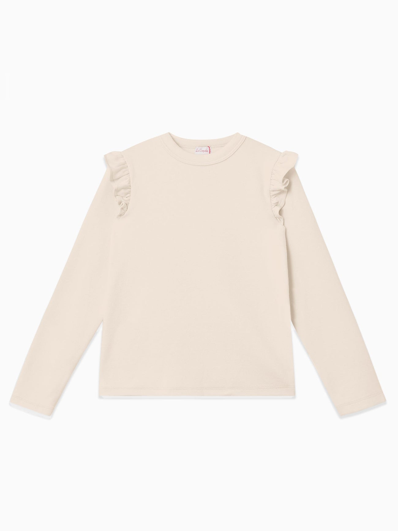 Ivory Maria Frill Sleeve Long Sleeve Girl Top
