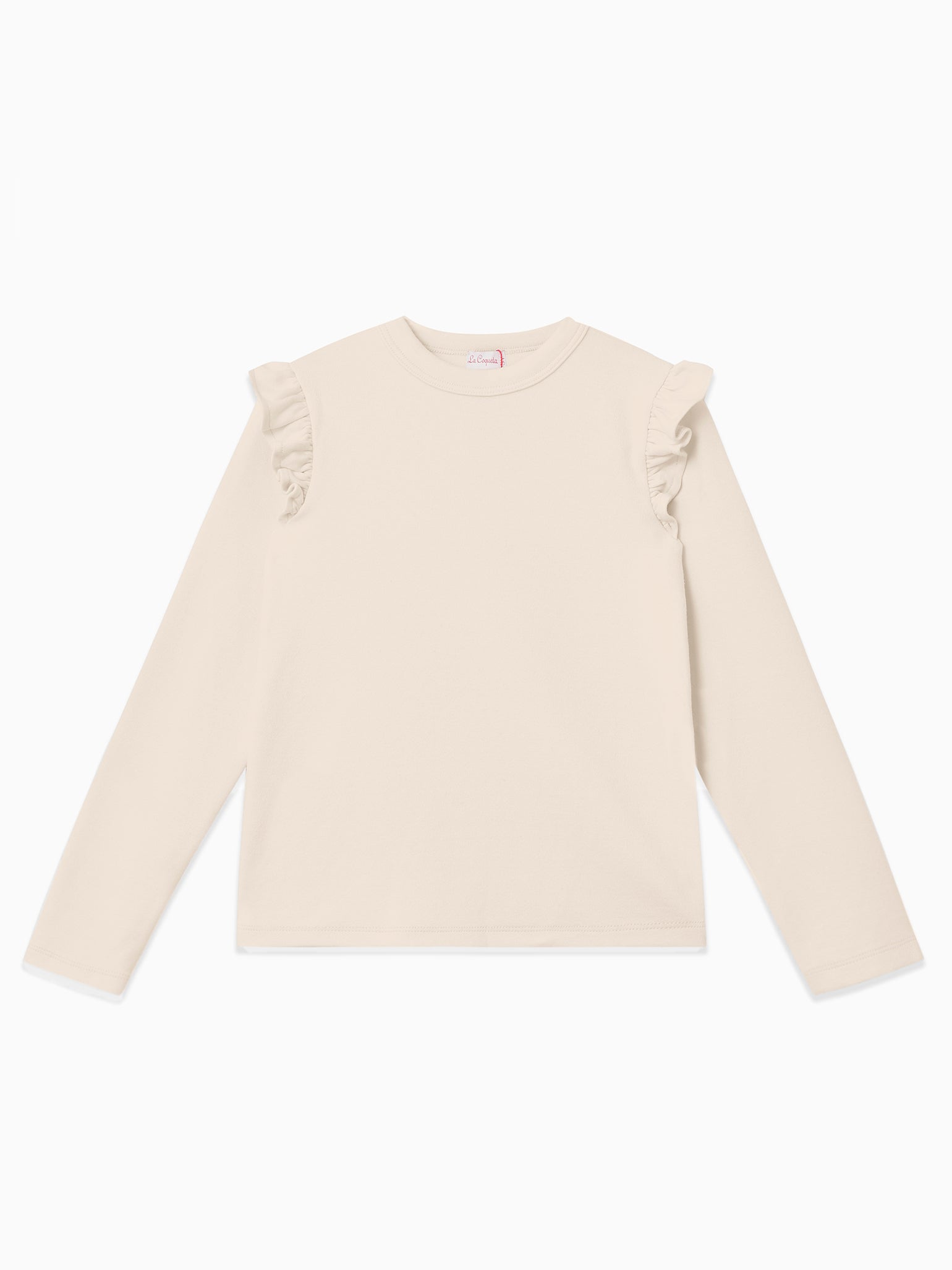 Ivory Maria Frill Sleeve Long Sleeve Girl Top