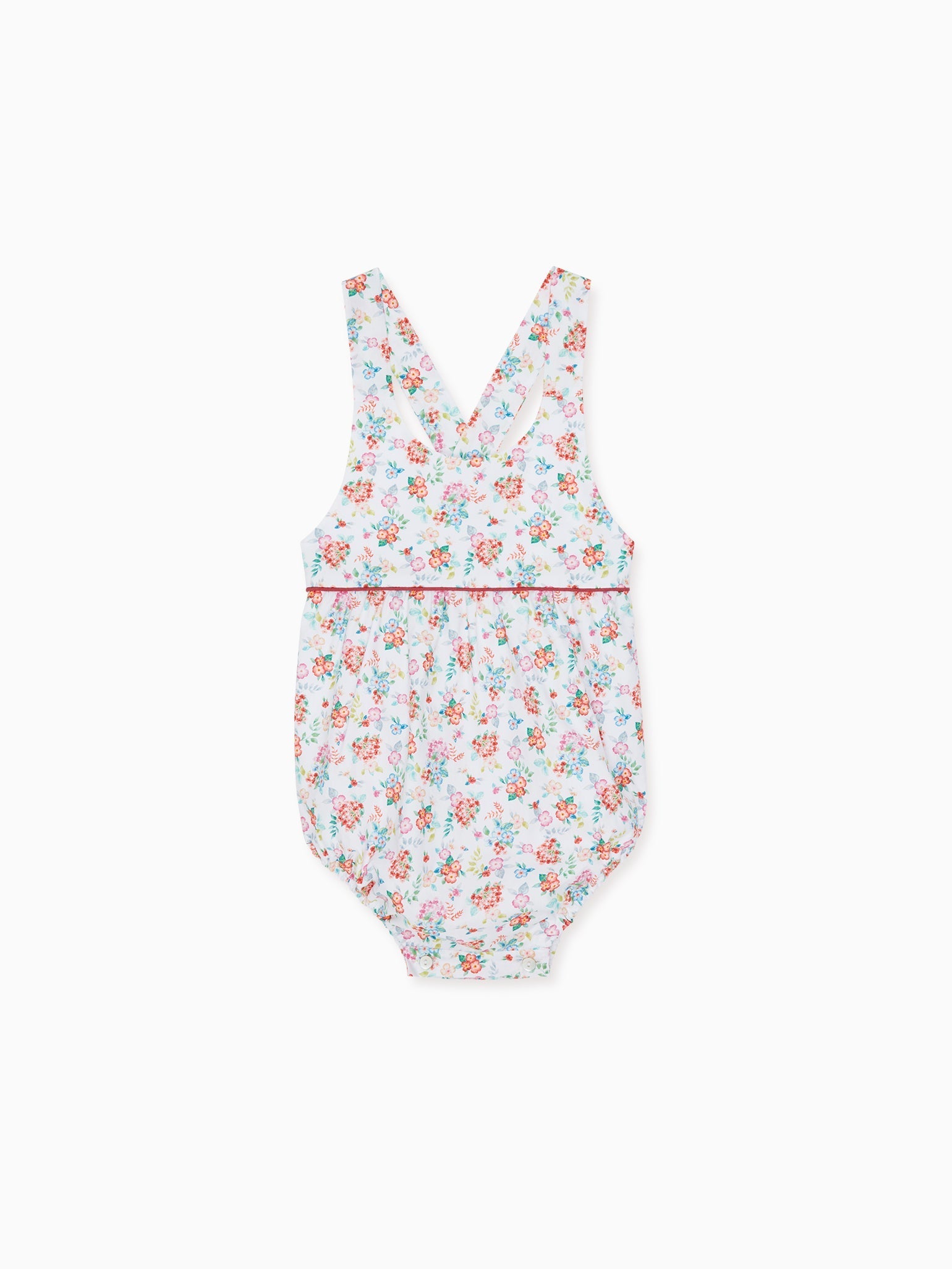 Orange Floral Marina Baby Girl Romper Dungarees