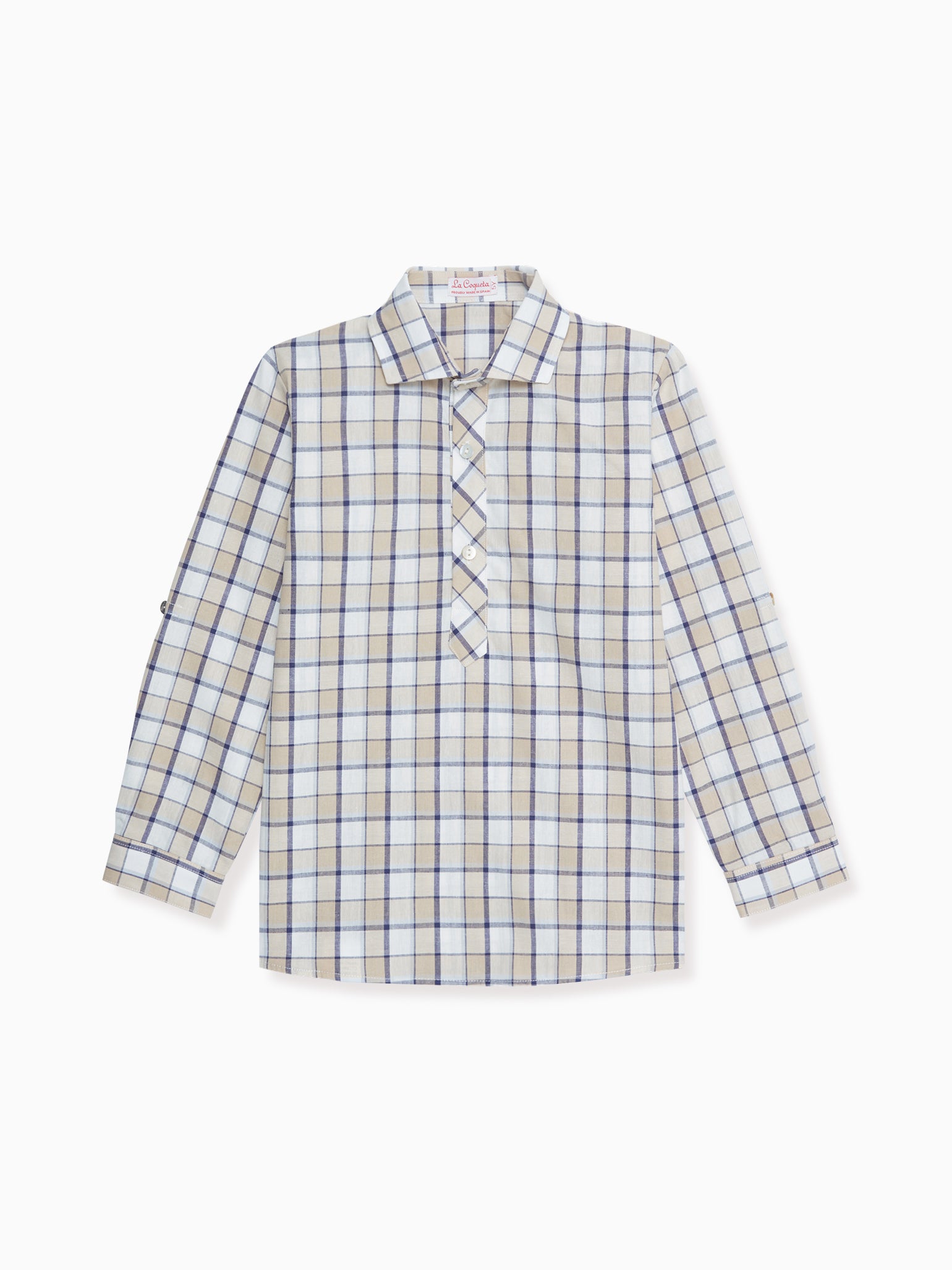 Beige Check Miguel Boy Shirt