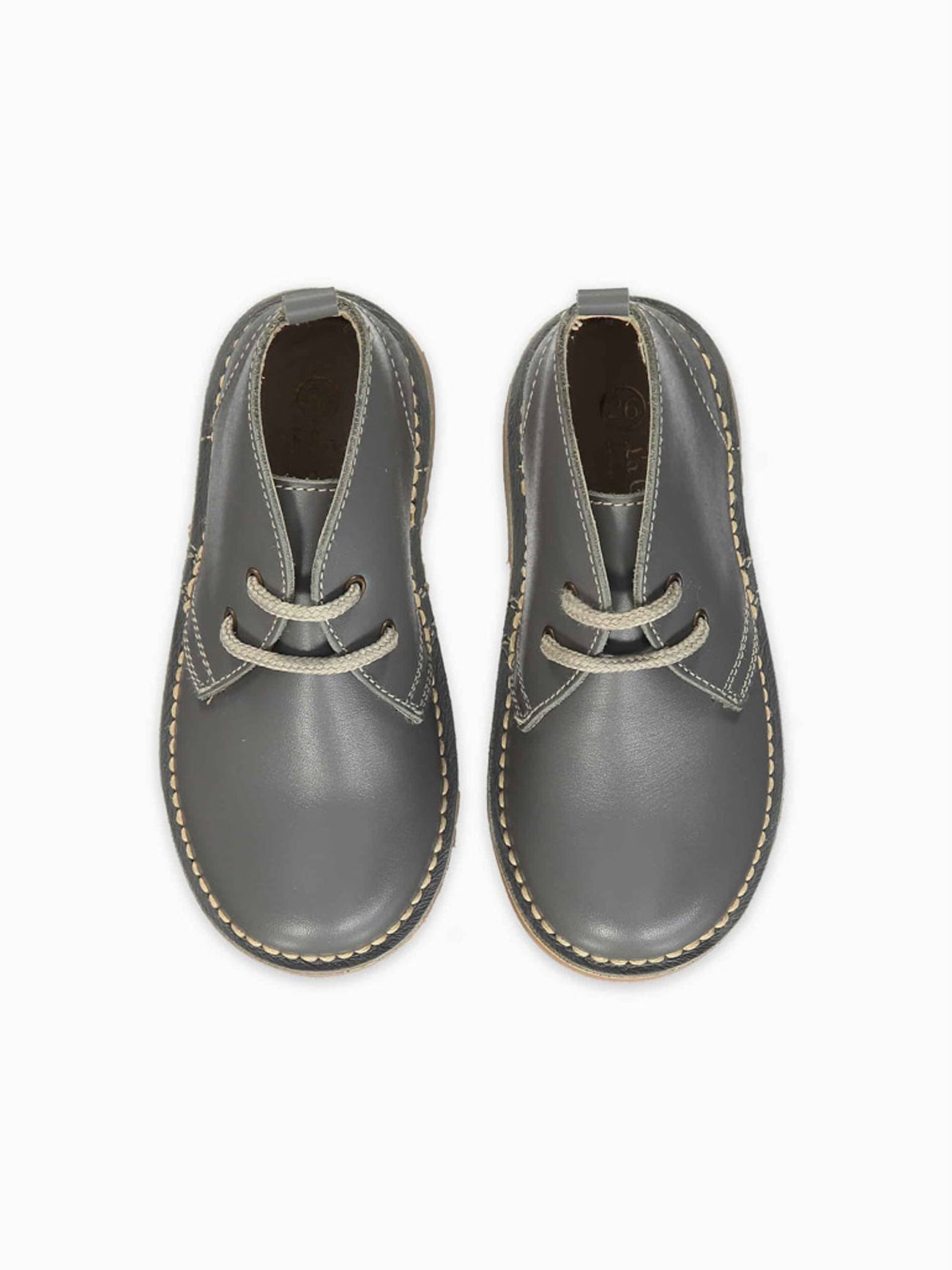 Grey Leather Kids Desert Boots