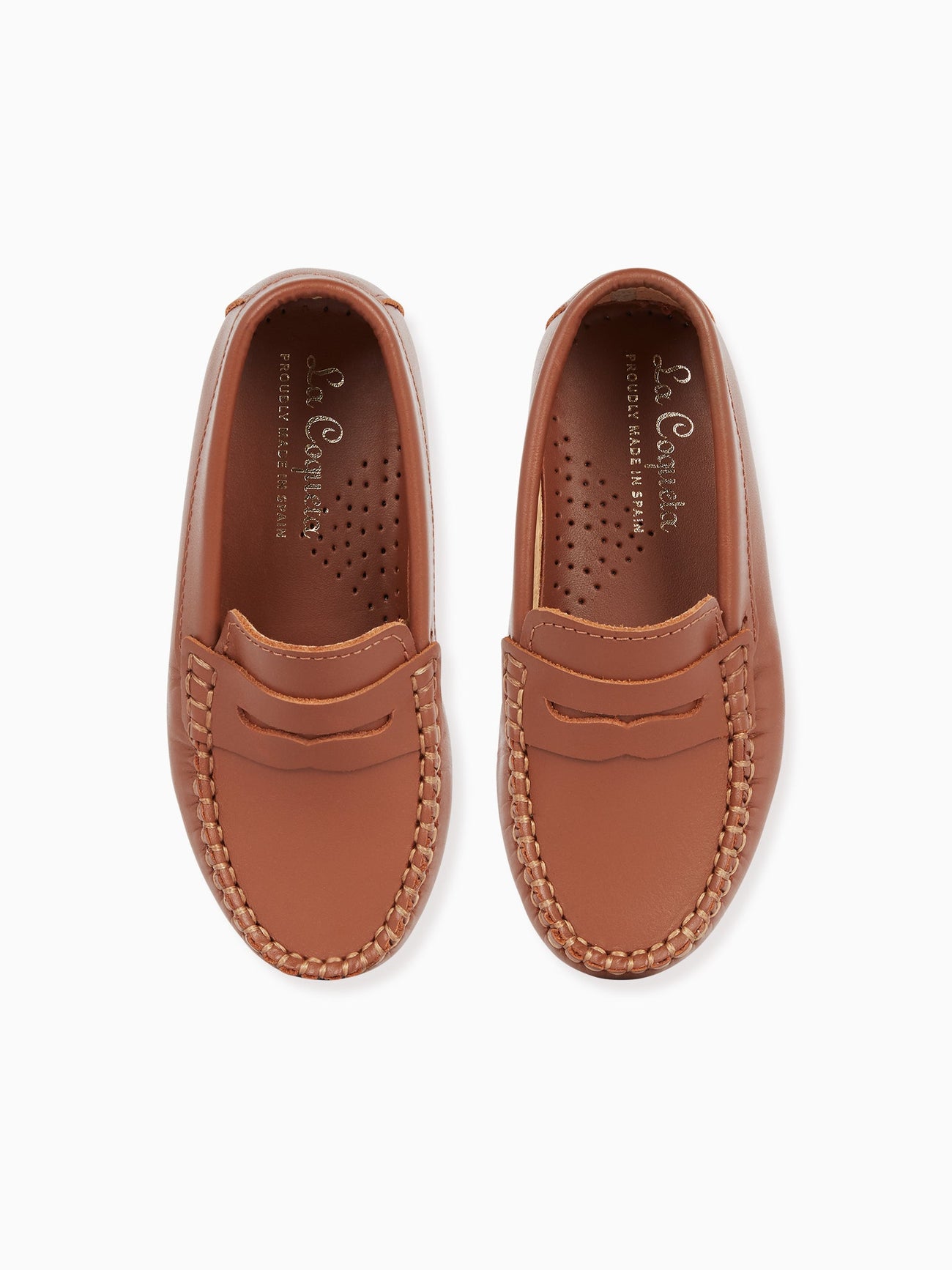 Tan Leather Boy Loafer Shoes