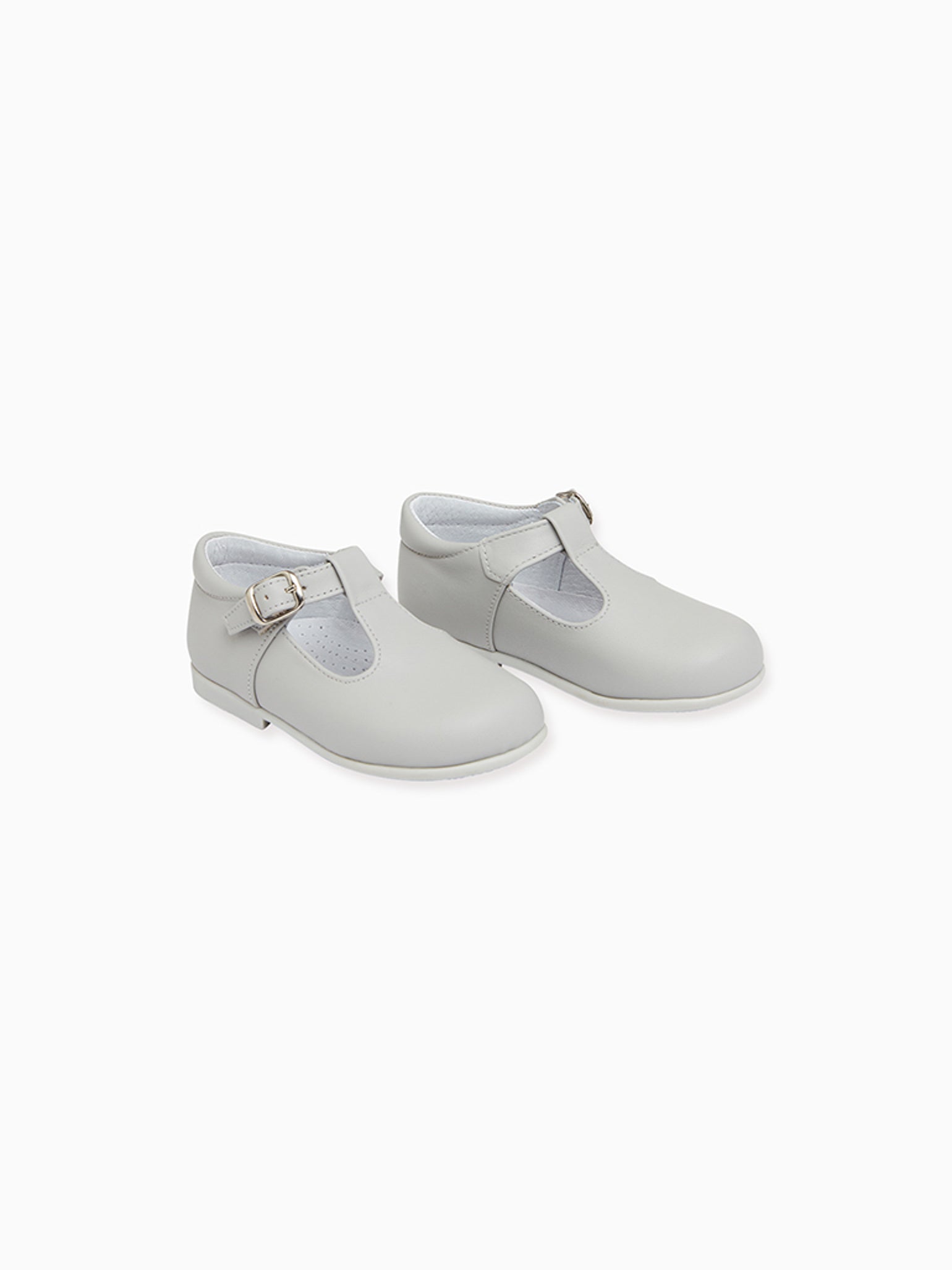 Grey Leather Toddler T-Bar Shoes