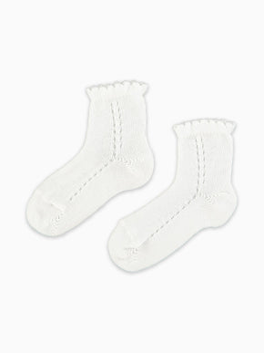 White Openwork Short Girl Socks
