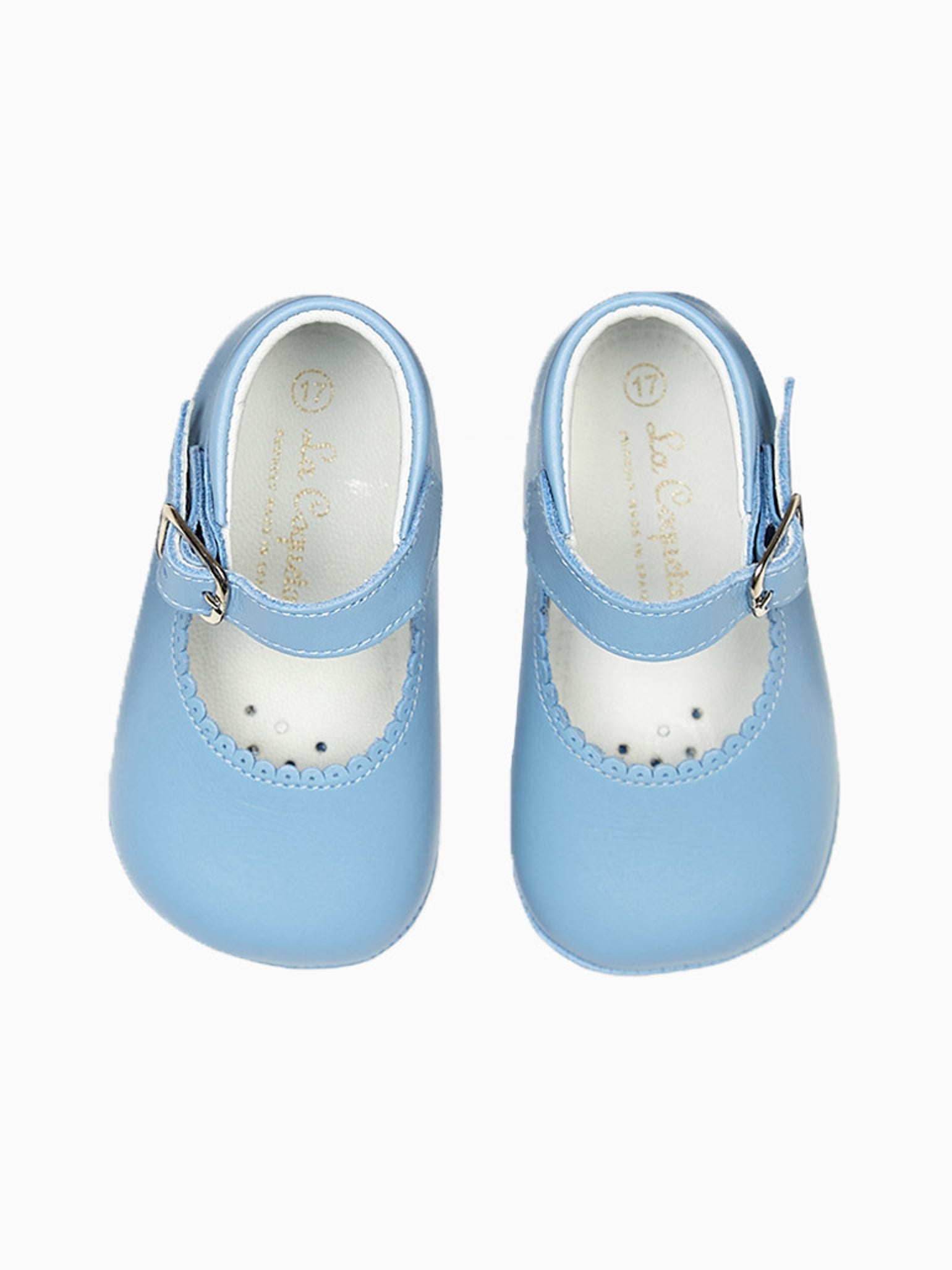 Dusty Blue Leather Baby Mary Jane Shoes