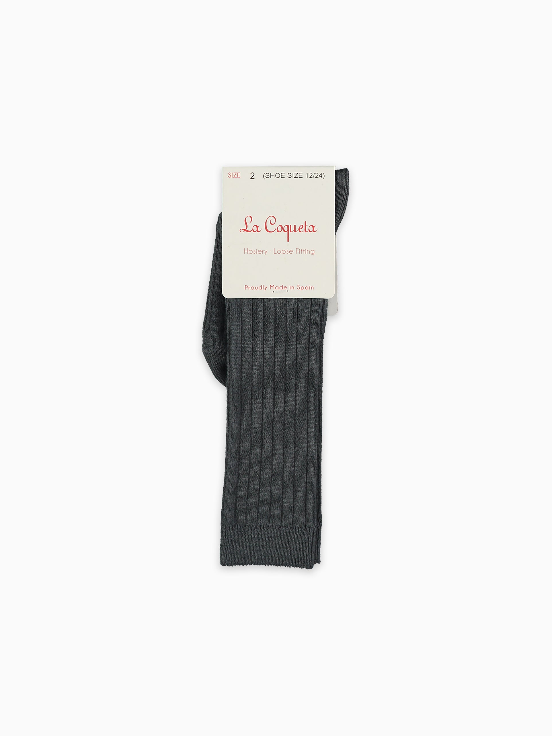 Dark Grey Ribbed Knee High Kids Socks