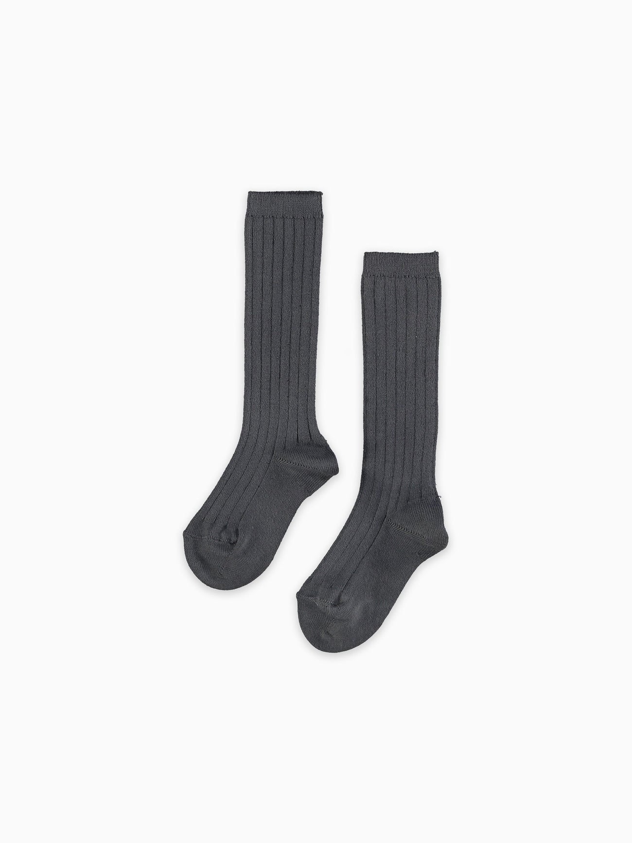 Dark Grey Ribbed Knee High Kids Socks