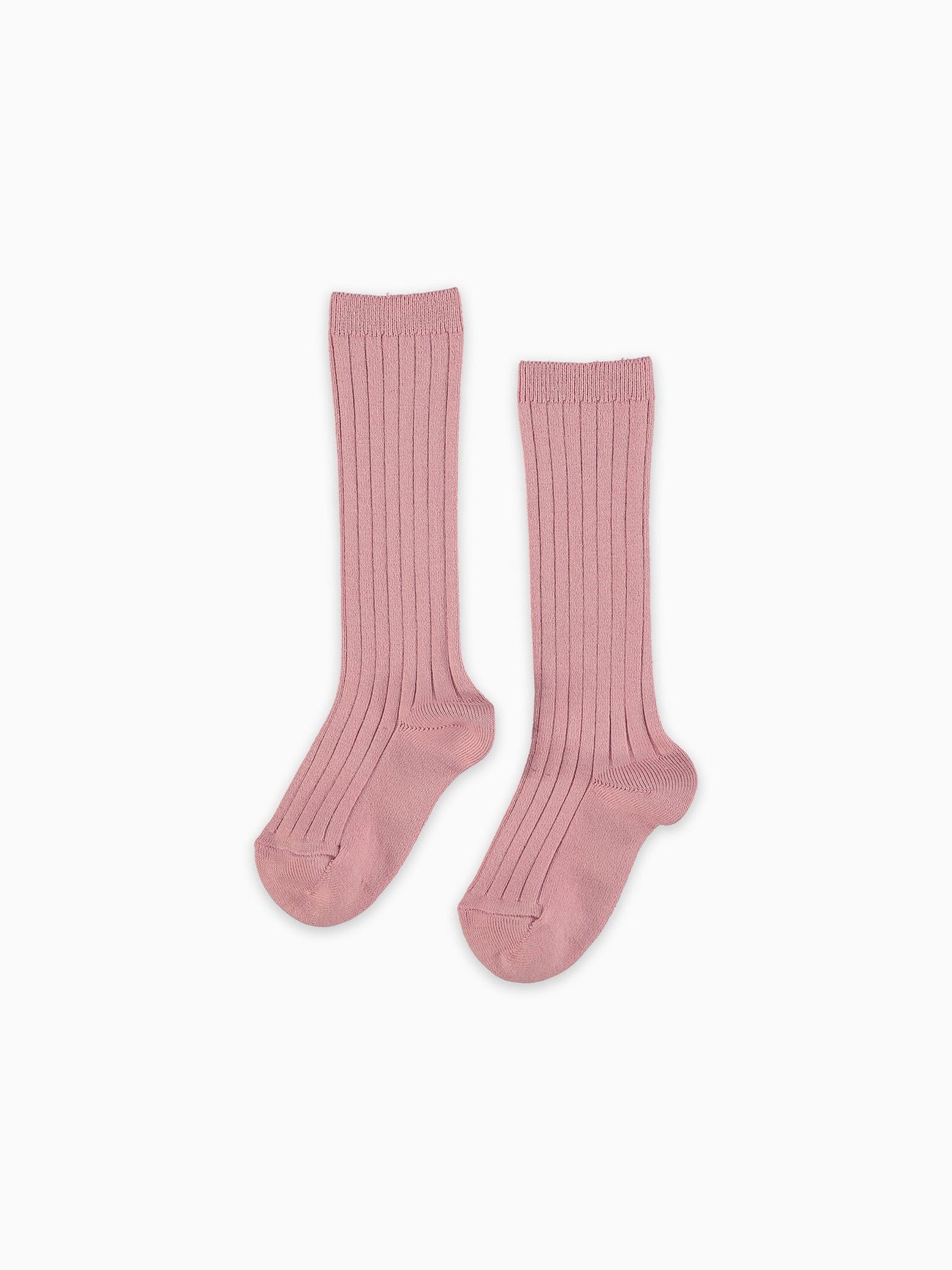 Dusty Pink Ribbed Knee High Girl Socks