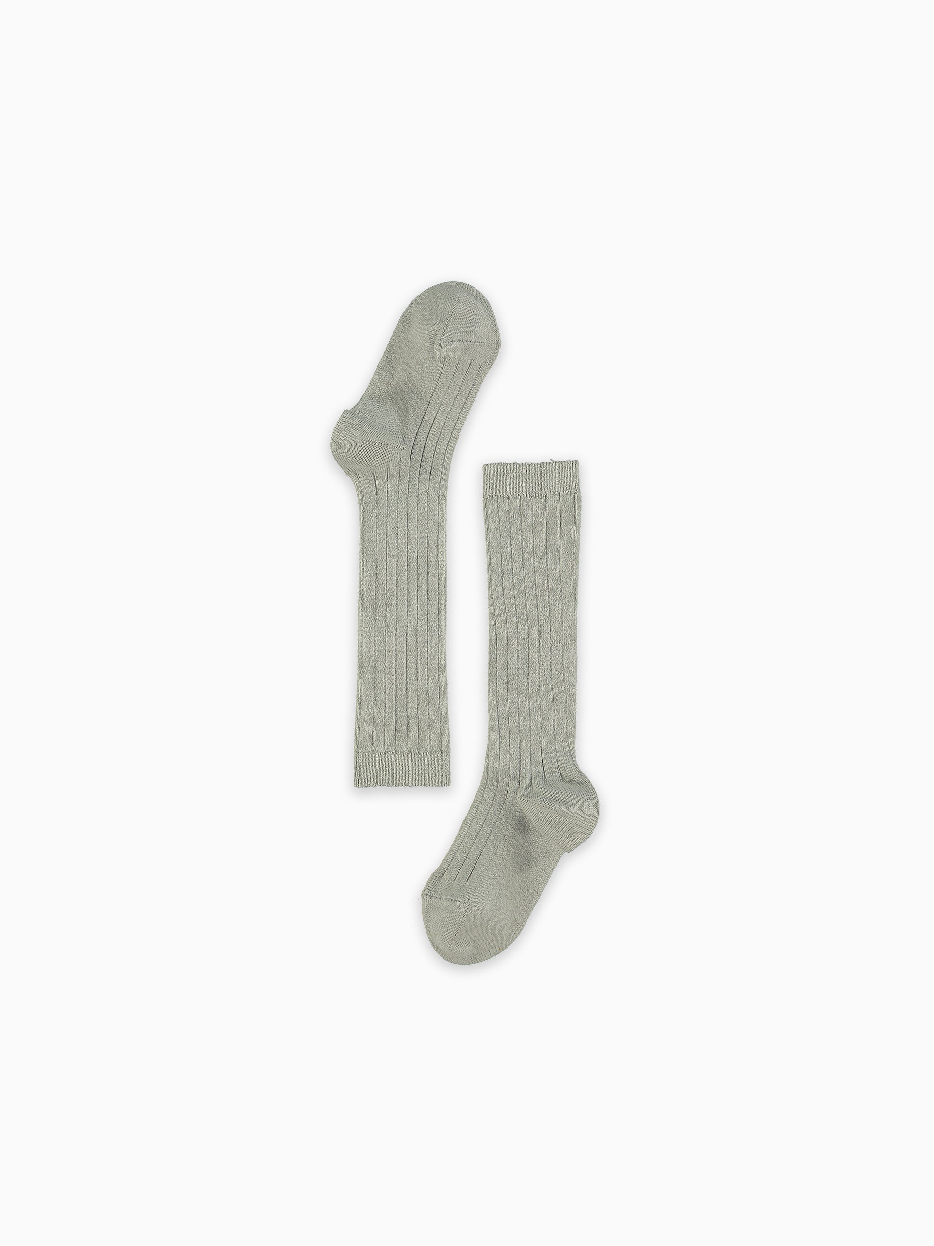 Light Grey Ribbed Knee High Kids Socks