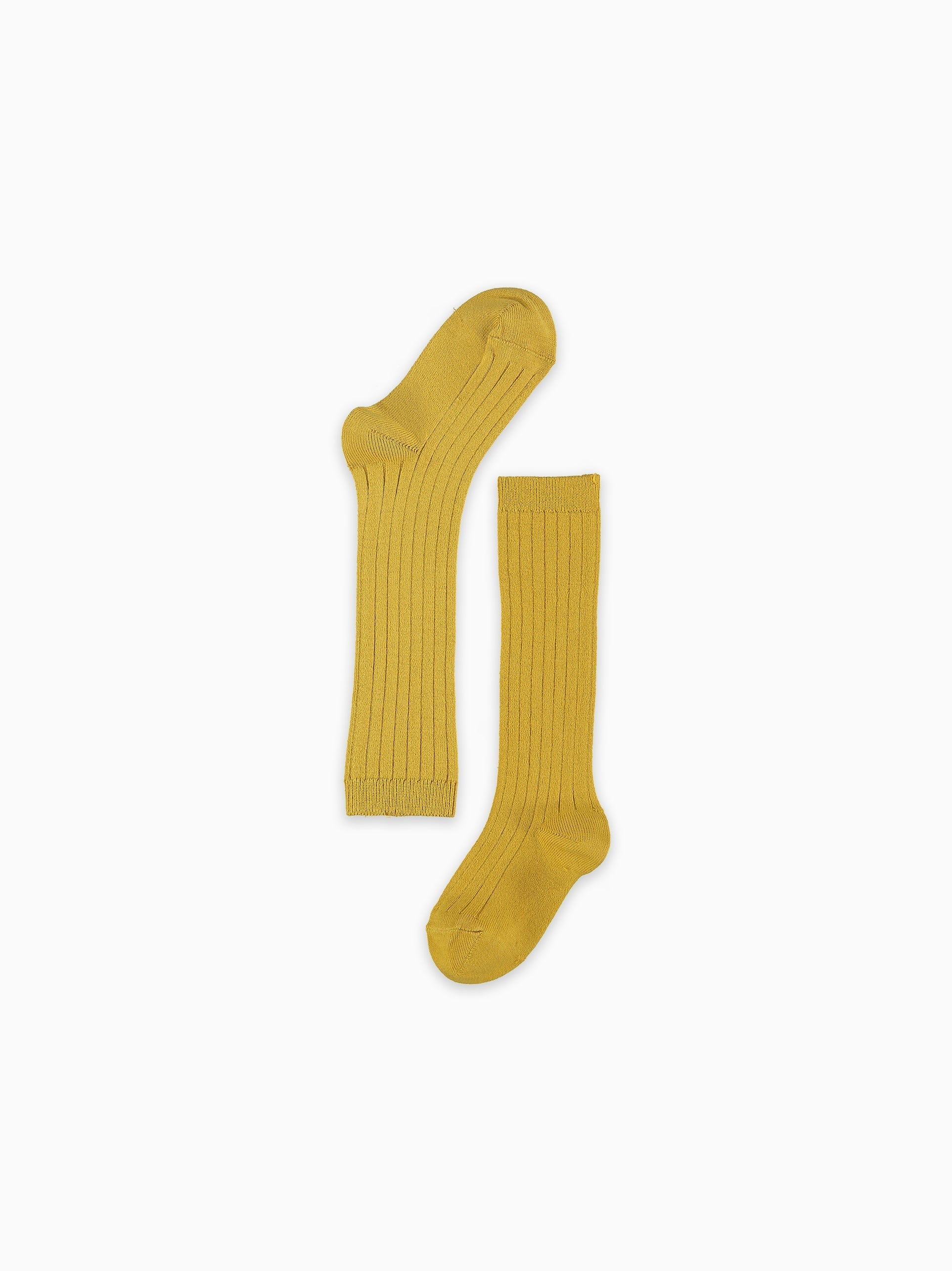 Mustard Ribbed Knee High Kids Socks