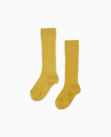 Mustard Ribbed Knee High Kids Socks