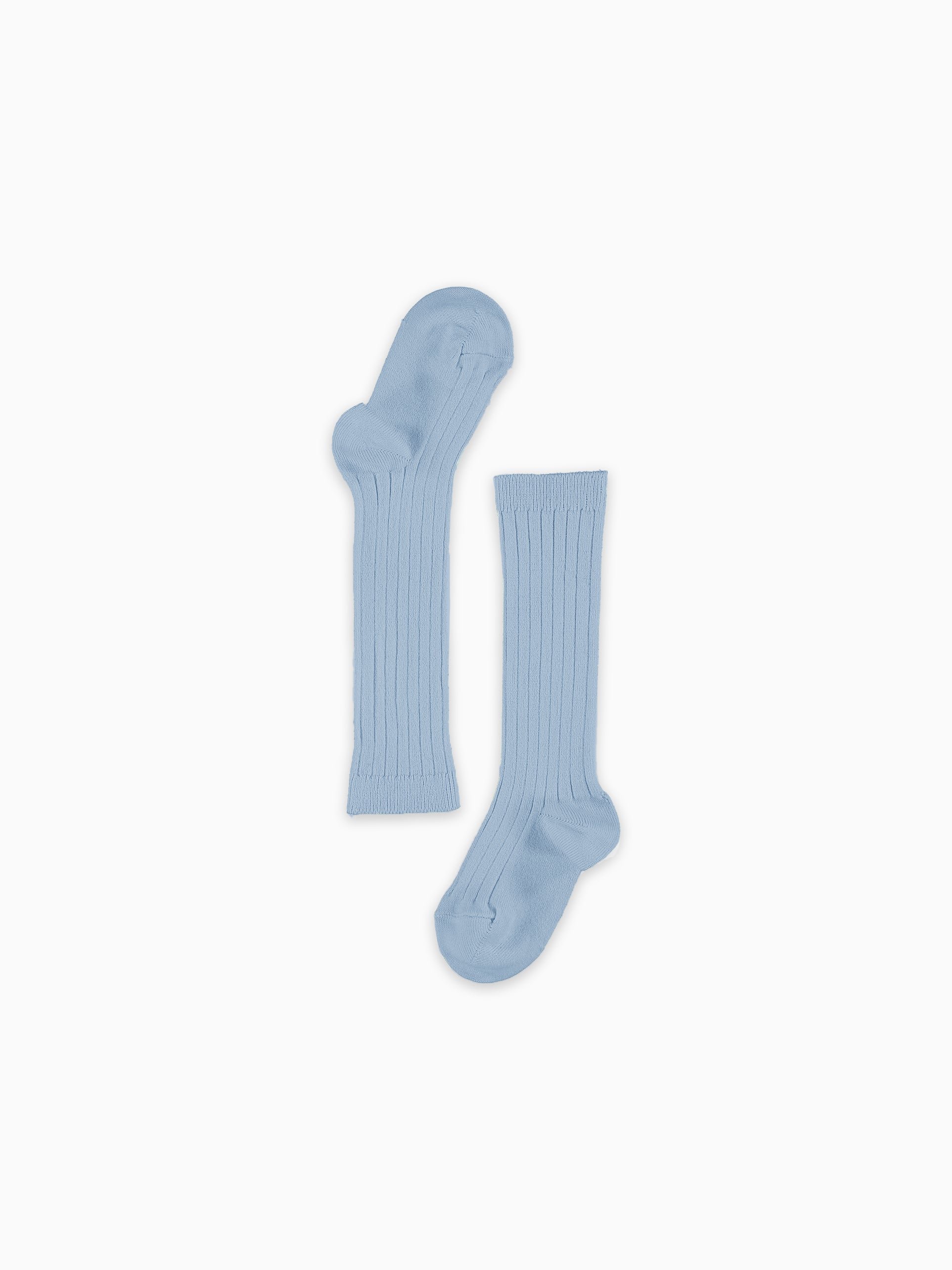 Soft Blue Ribbed Knee High Kids Socks