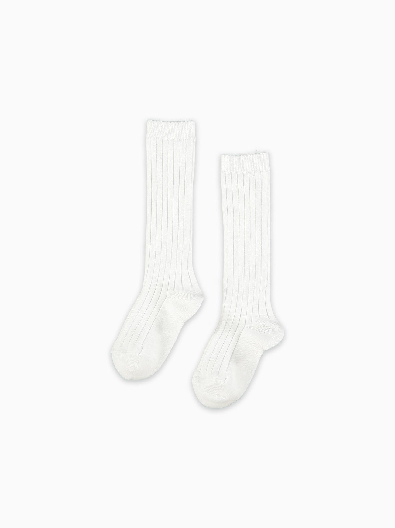 White Ribbed Knee High Kids Socks