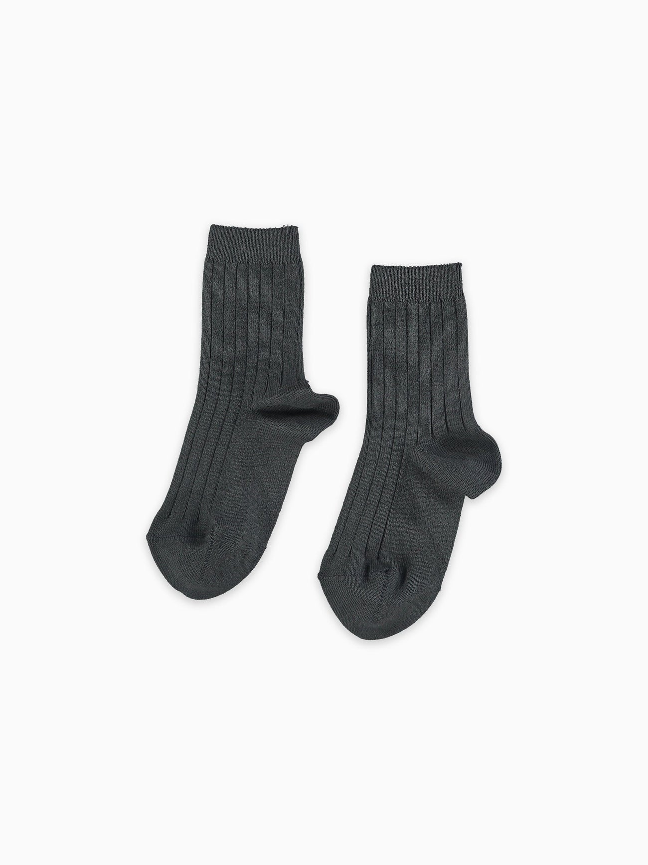 Dark Grey Ribbed Short Kids Socks