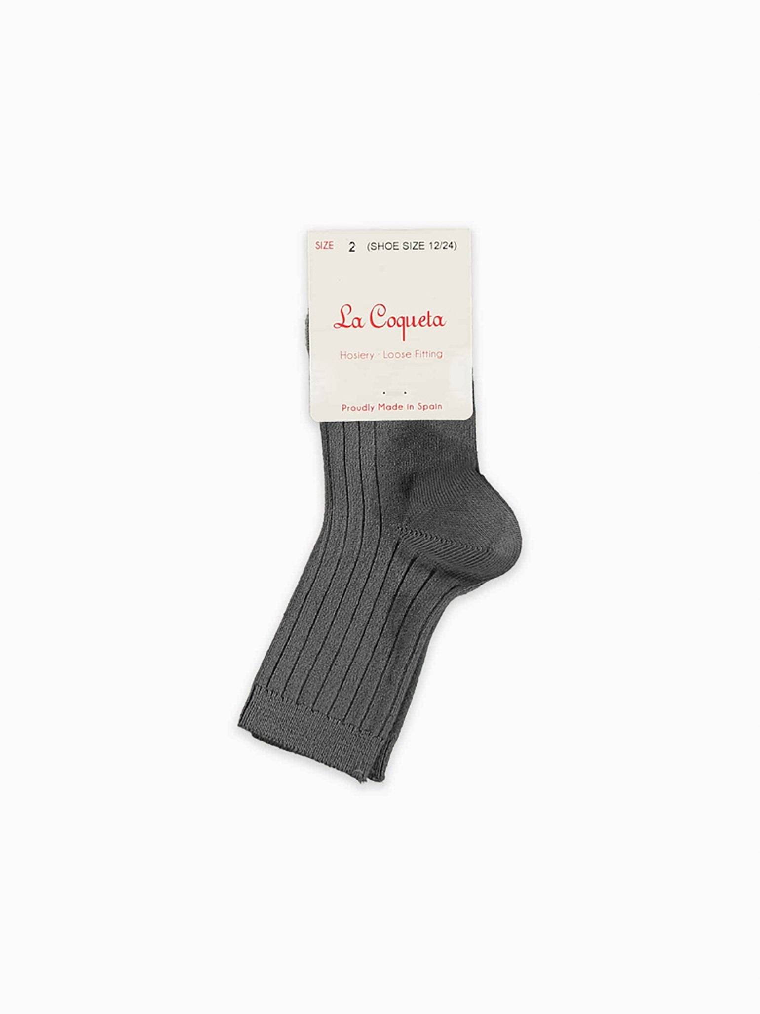 Dark Grey Melange Ribbed Short Kids Socks