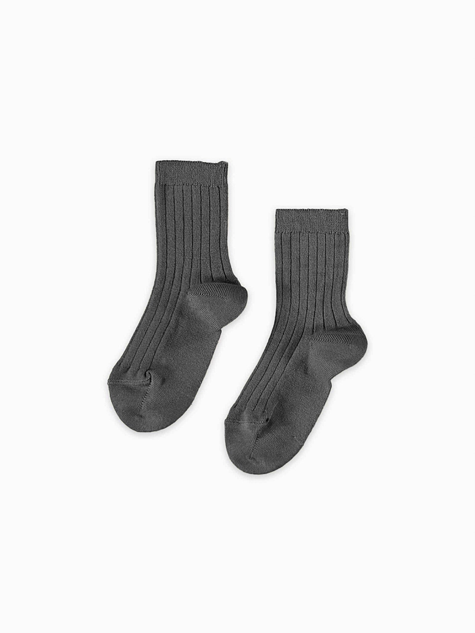 Dark Grey Melange Ribbed Short Kids Socks Set