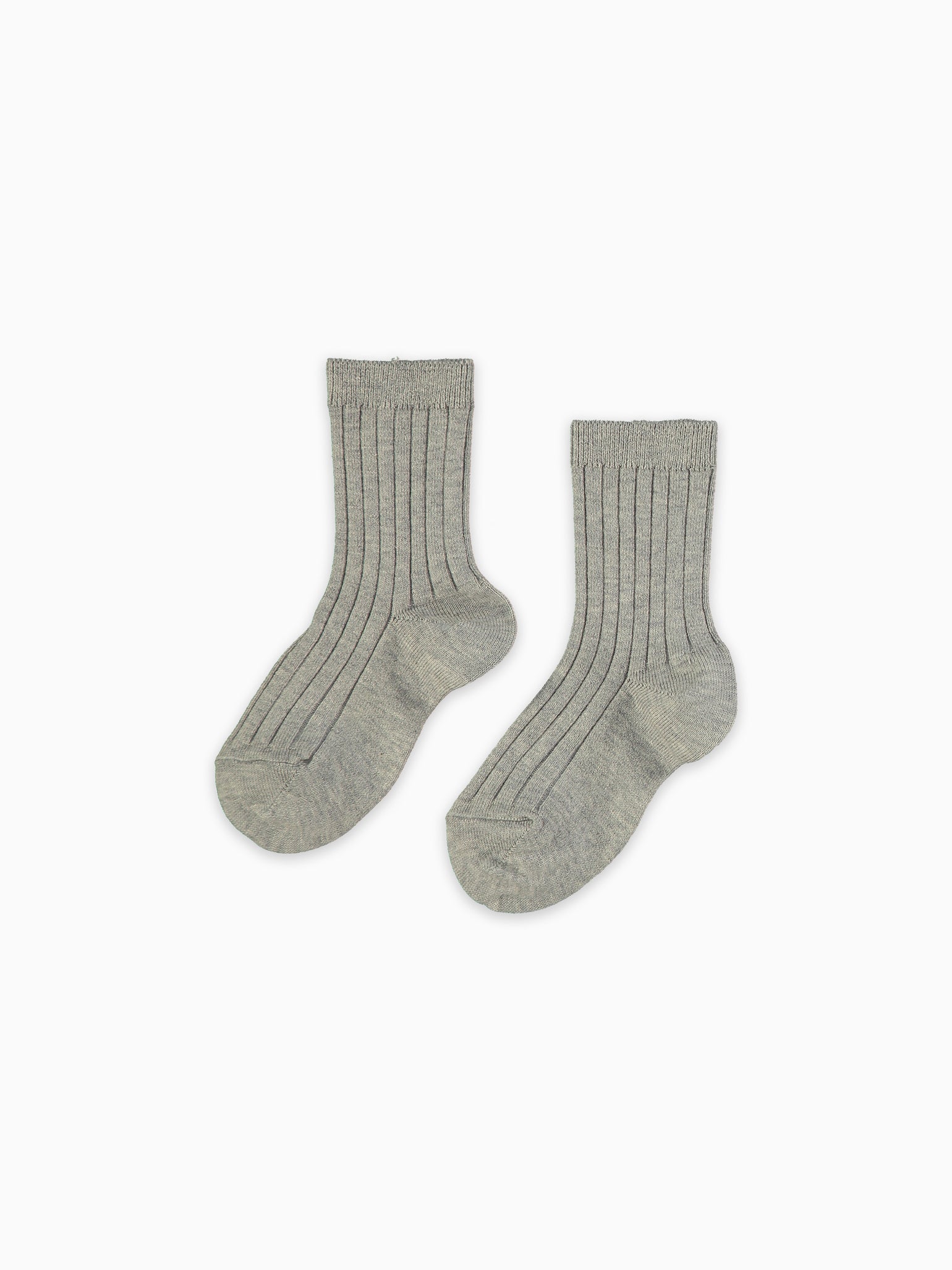 Light Grey Melange Ribbed Short Kids Socks