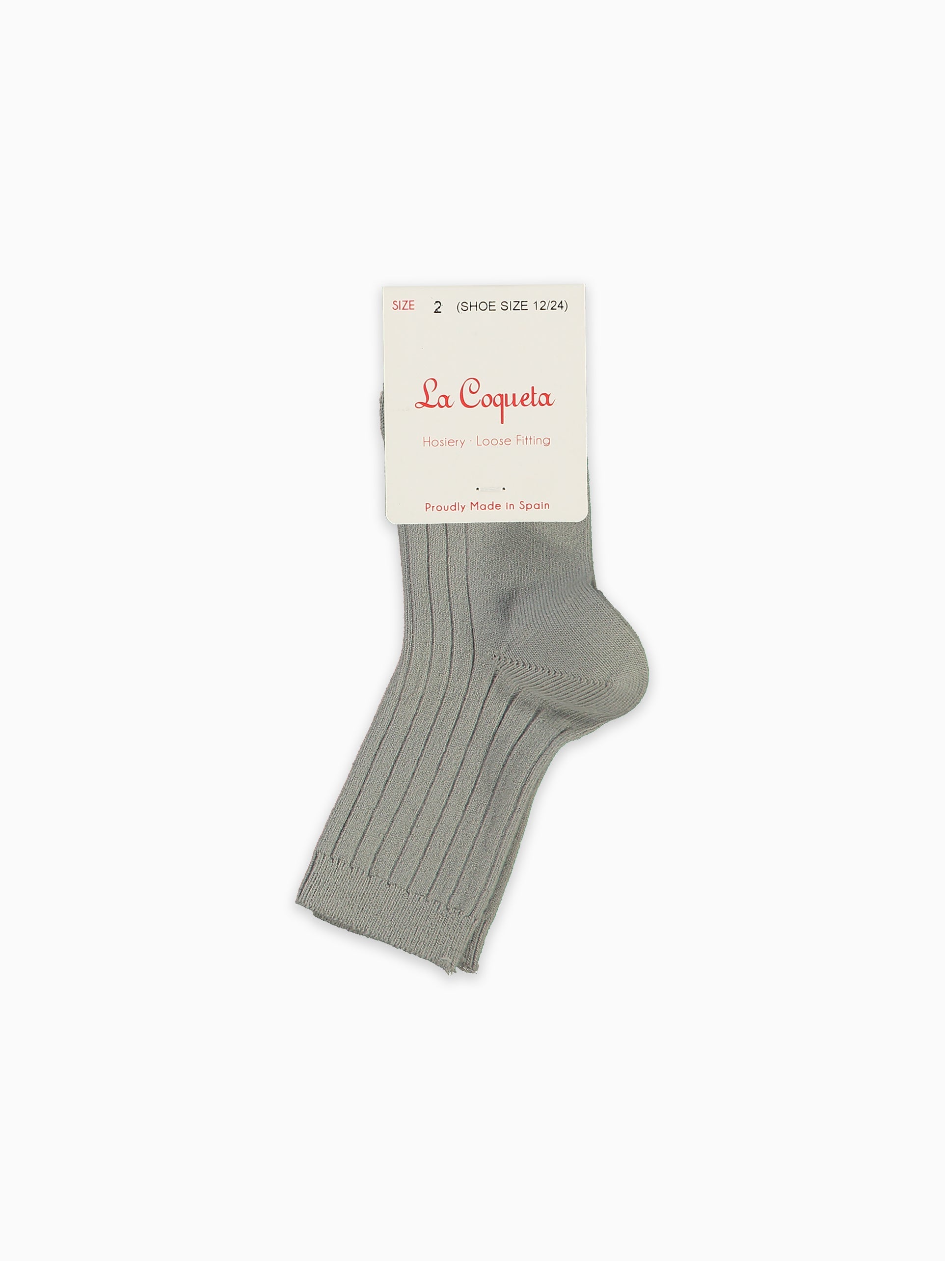 Light Grey Ribbed Short Kids Socks