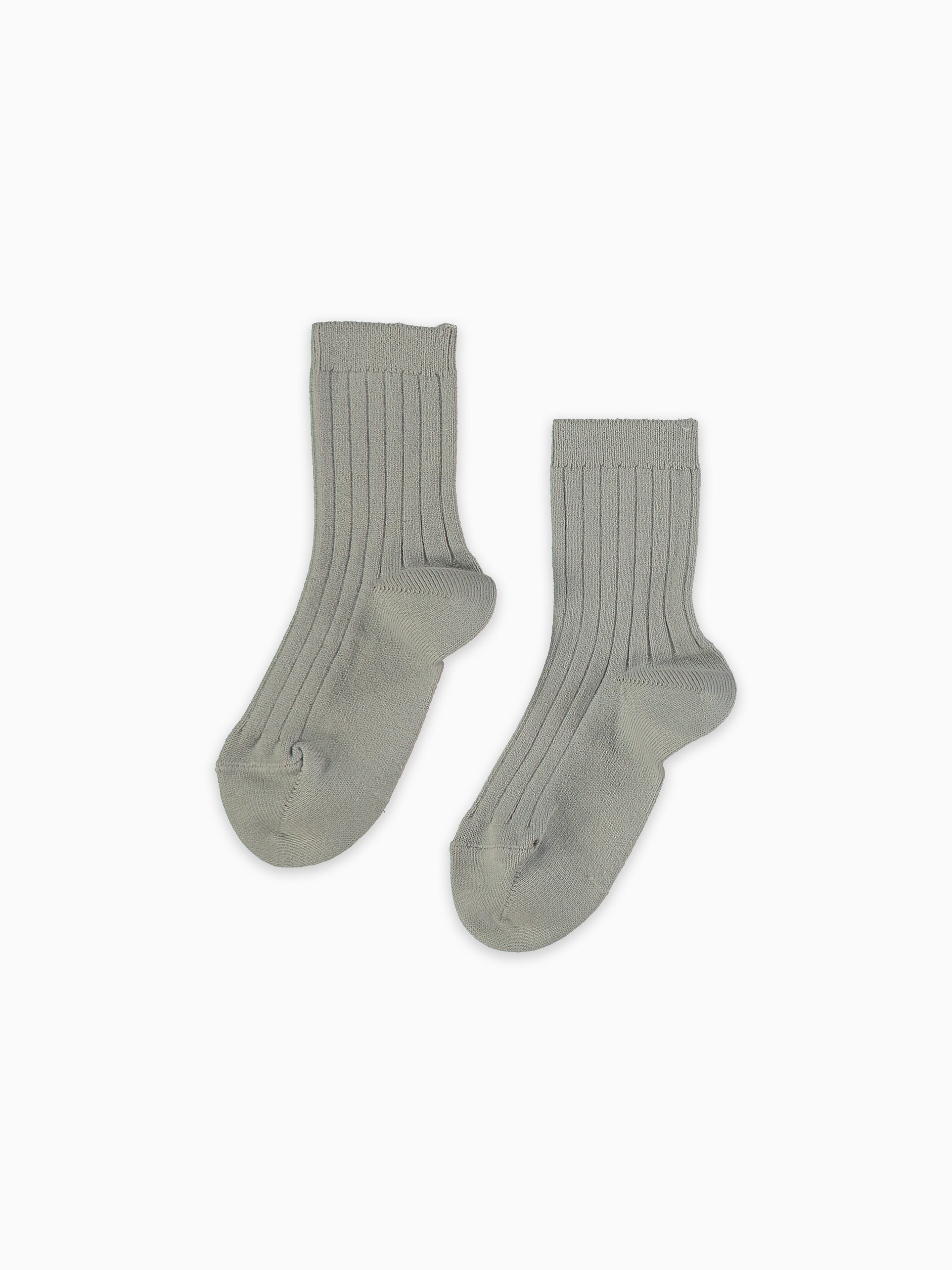 Light Grey Ribbed Short Kids Socks