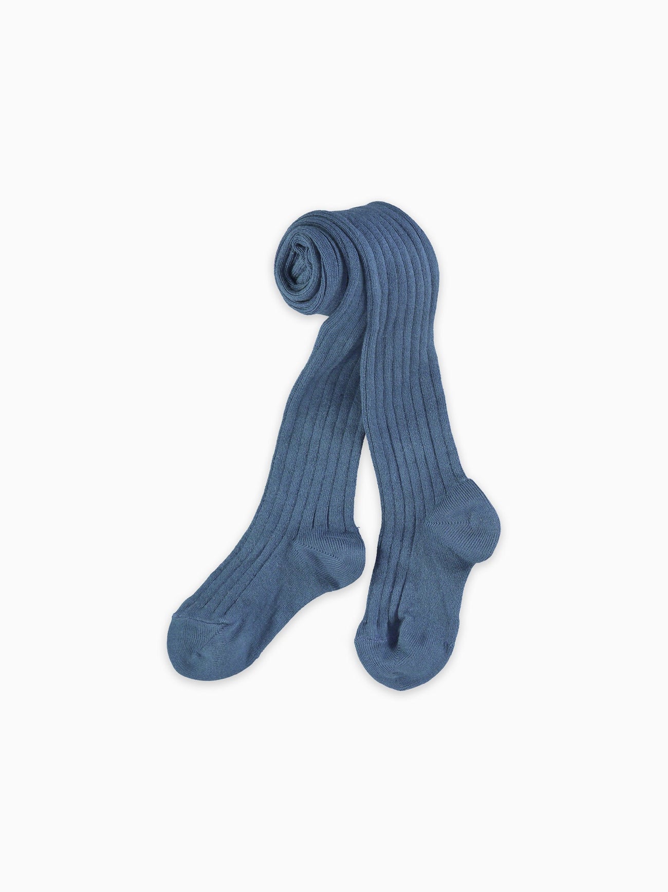 Dusty Blue Ribbed Kids Tights