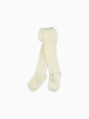 Off White Ribbed Kids Tights