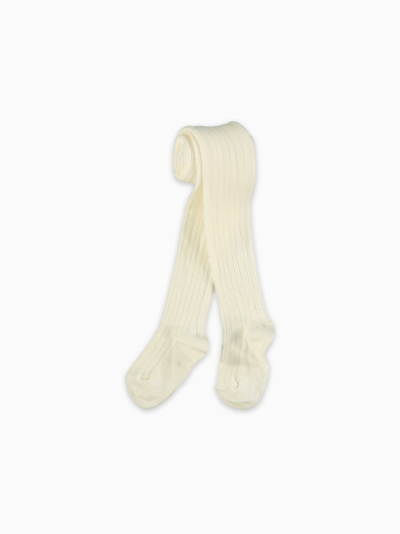 Off White Ribbed Kids Tights Set