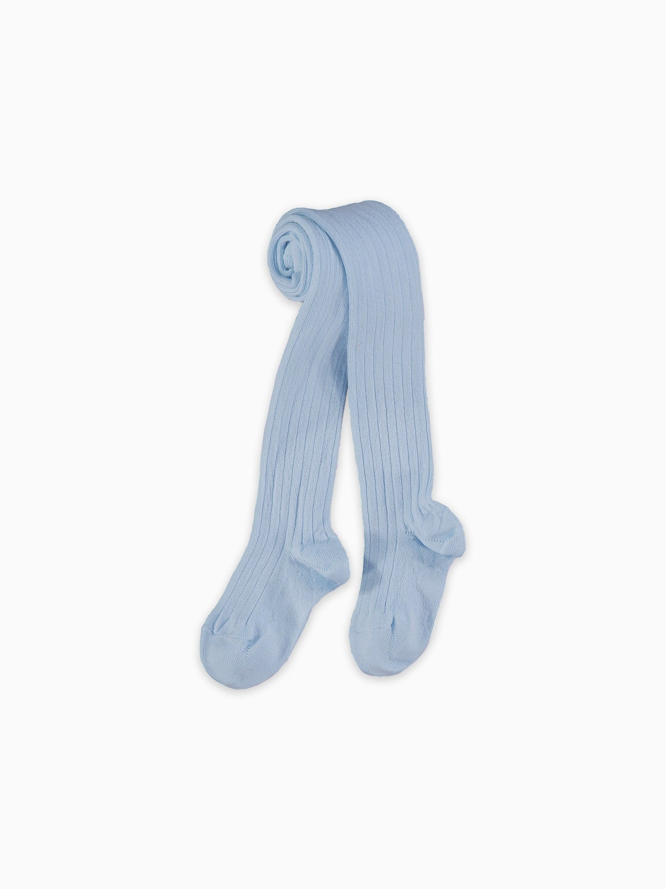 Soft Blue Ribbed Kids Tights