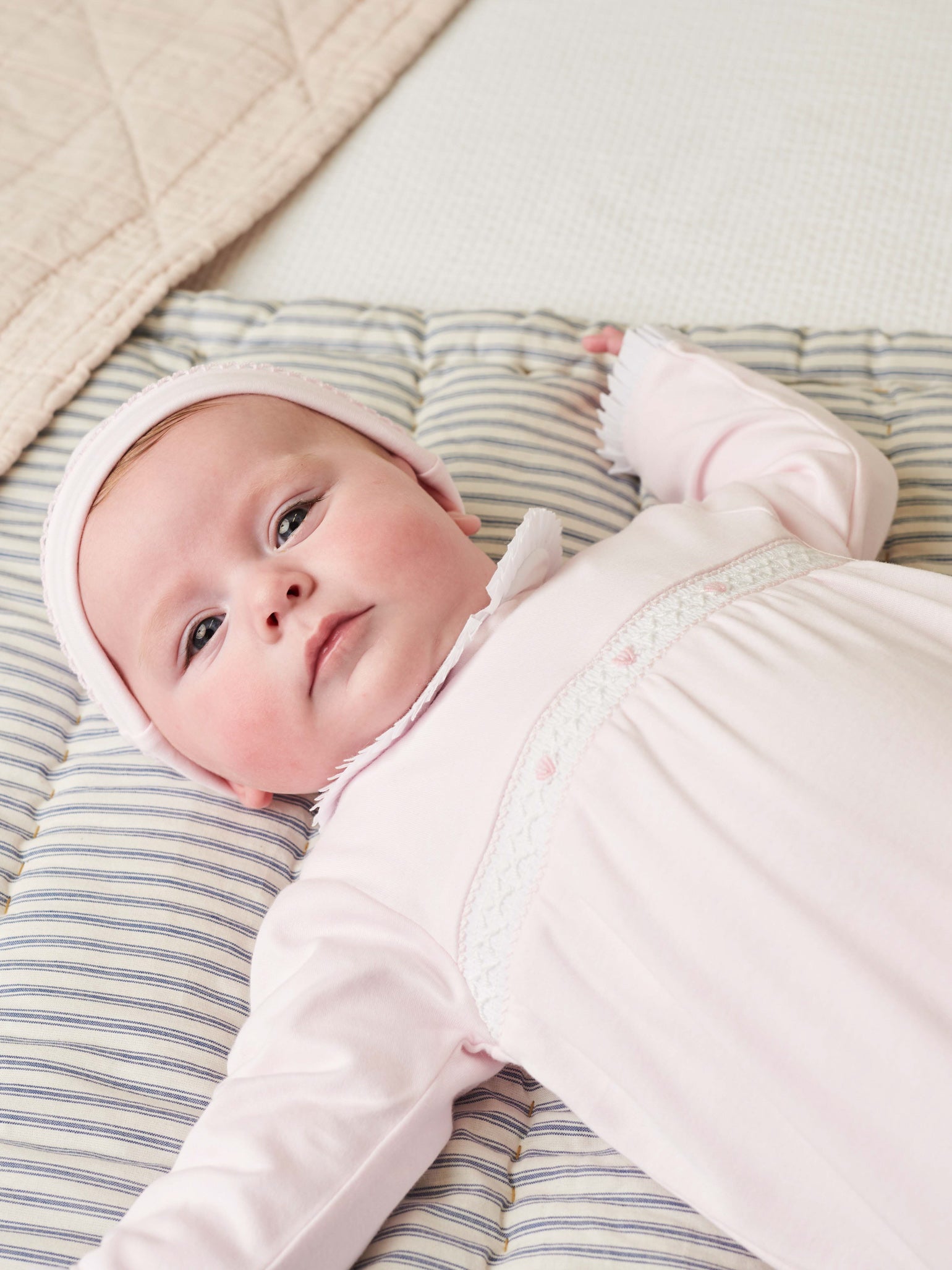 Pink Rosalia Smock Baby Girl Sleepsuit