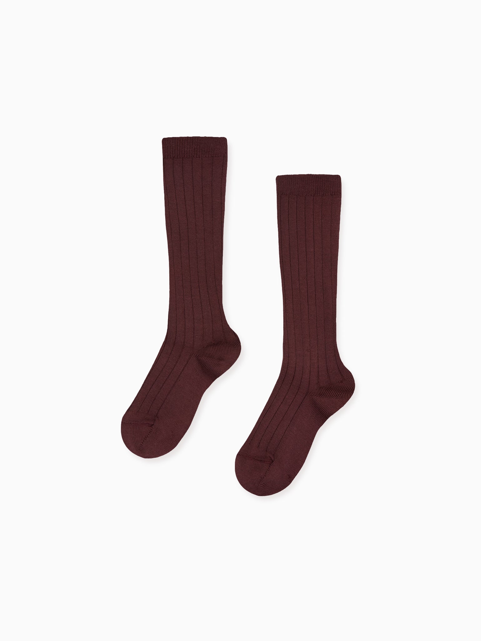 Aubergine Ribbed Knee High Kids Socks