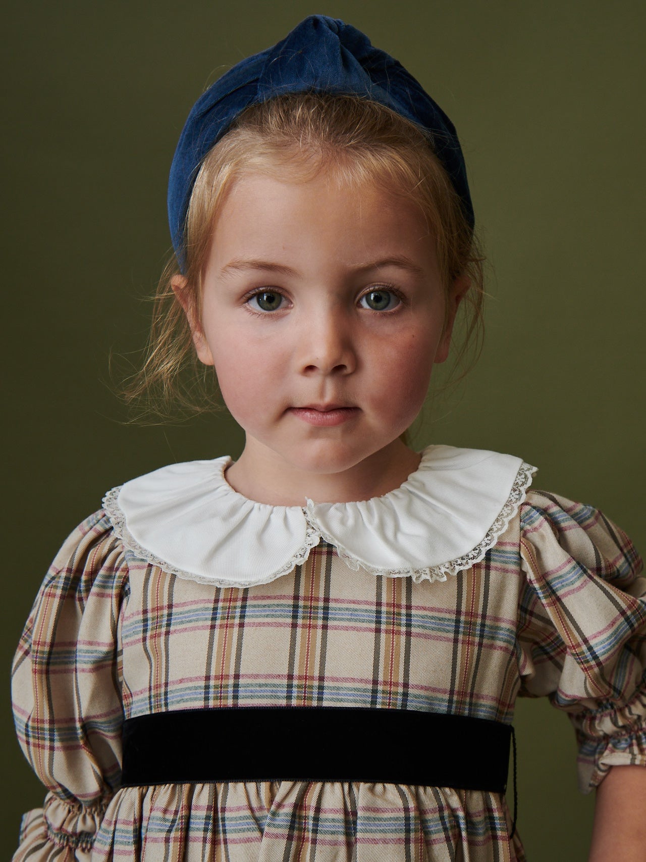 Blue Velvet Top Knot Girl Headband