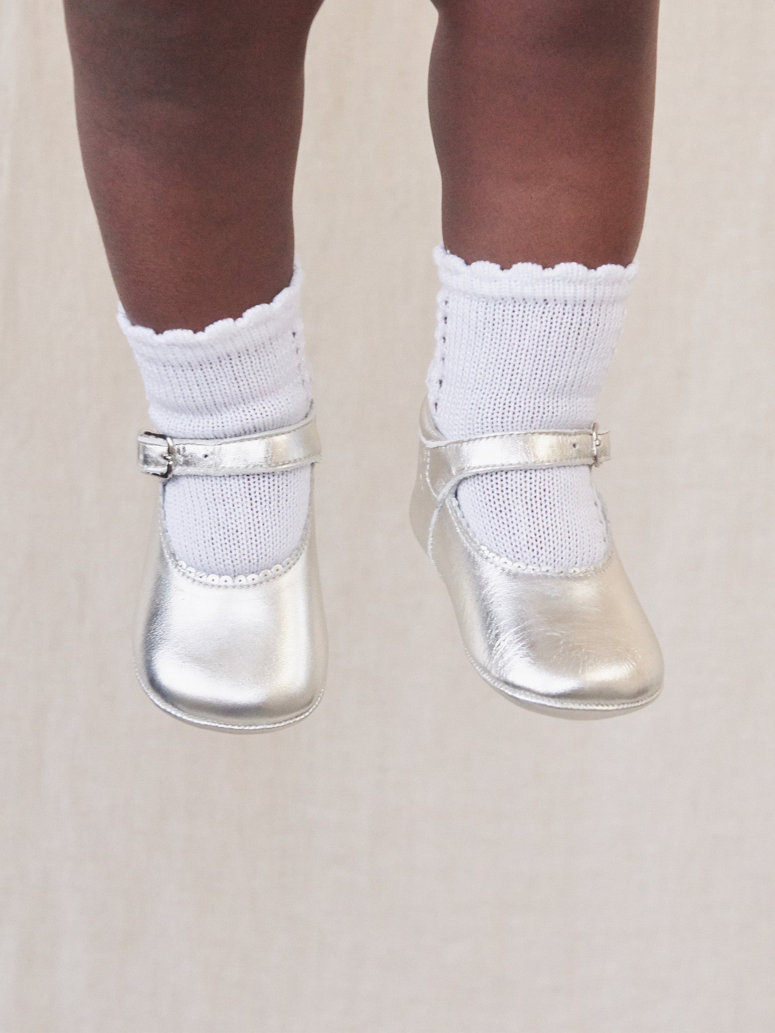 Silver Leather Baby Mary Jane Shoes