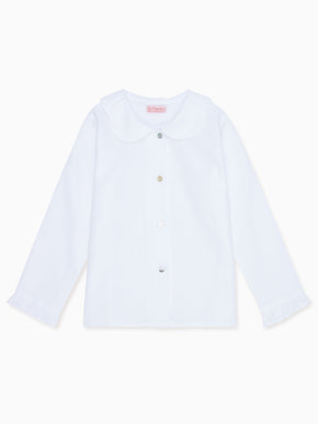 White Tulipe Long Sleeve Girl Shirt