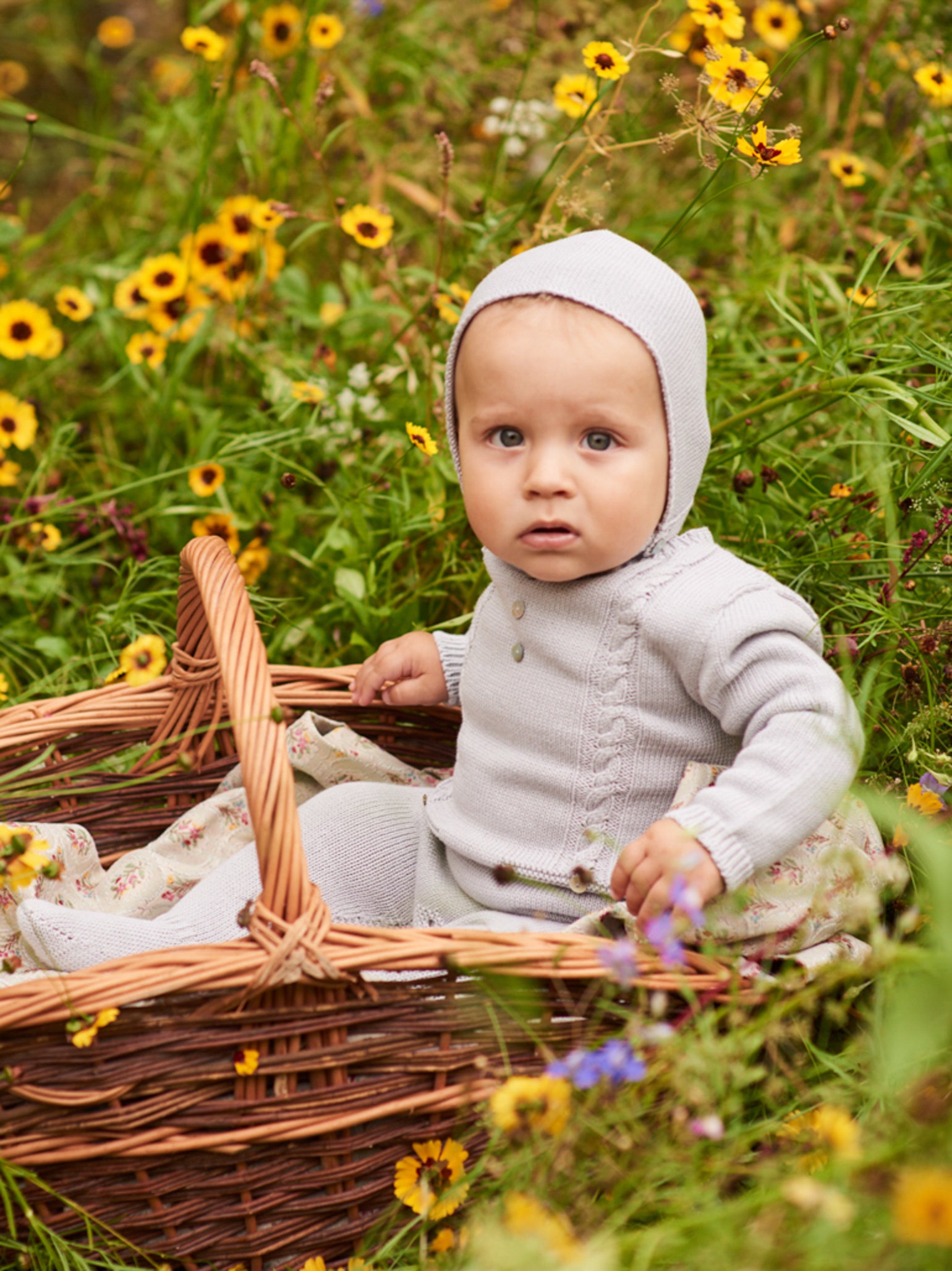 Grey Rilo Cotton Baby Bonnet