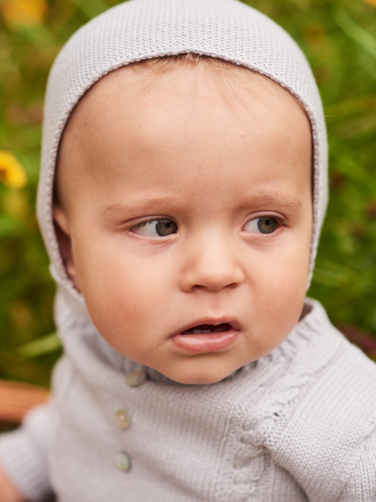 Grey Rilo Cotton Baby Bonnet