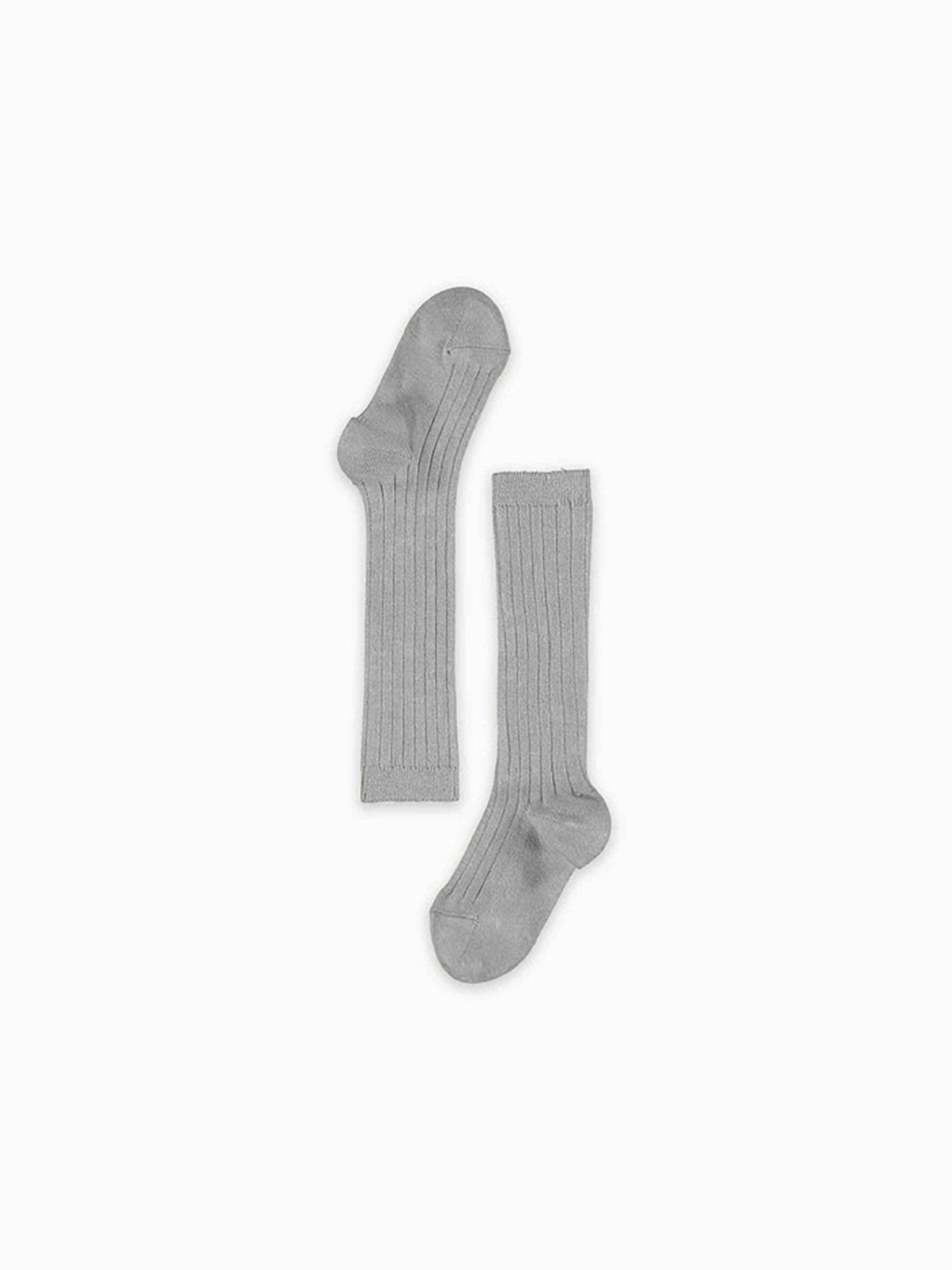 Light Grey Melange Ribbed Knee High Kids Socks